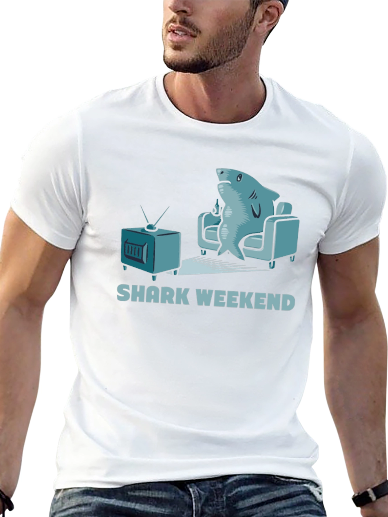Shark Weekend T-Shirt - Relaxed Shark Watching TV