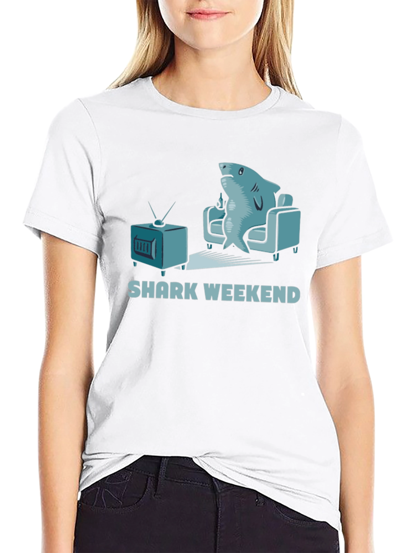 Shark Weekend T-Shirt - Relaxed Shark Watching TV