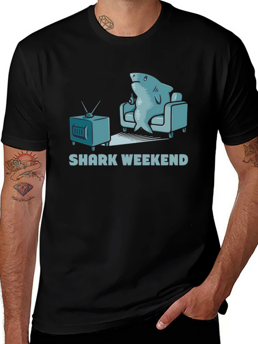 Shark Weekend T-Shirt - Relaxed Shark Watching TV
