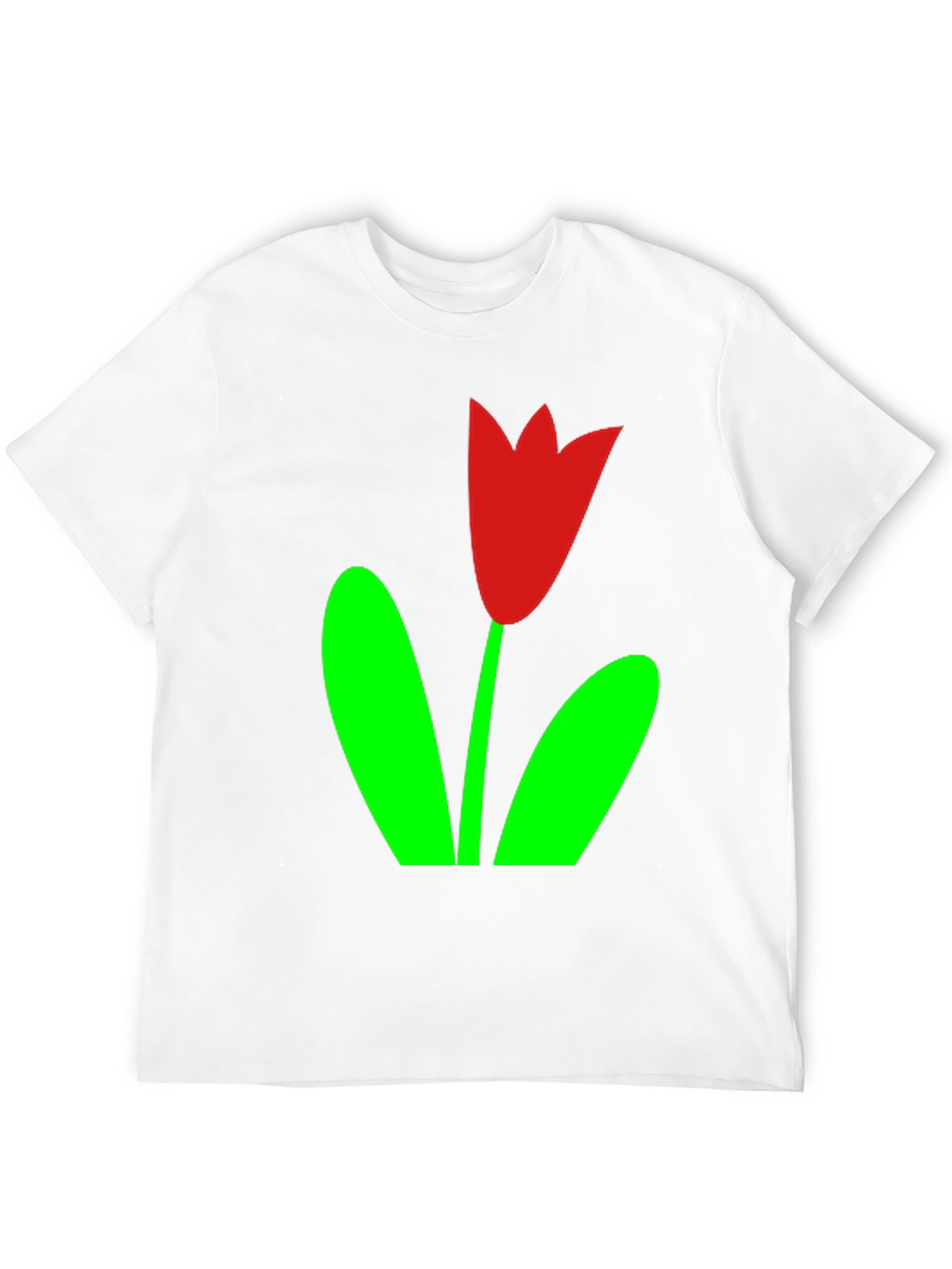 Black T-Shirt with Red Tulip Graphic