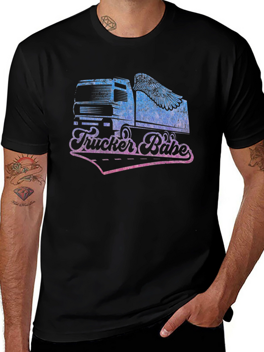 Trucker Babe Graphic Tee - Black