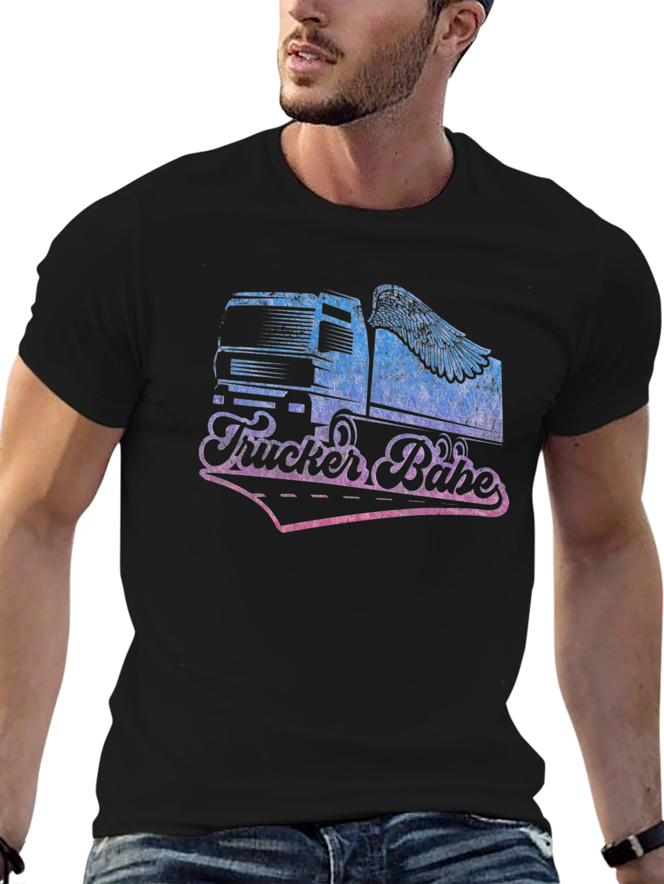 Trucker Babe Graphic Tee - Black