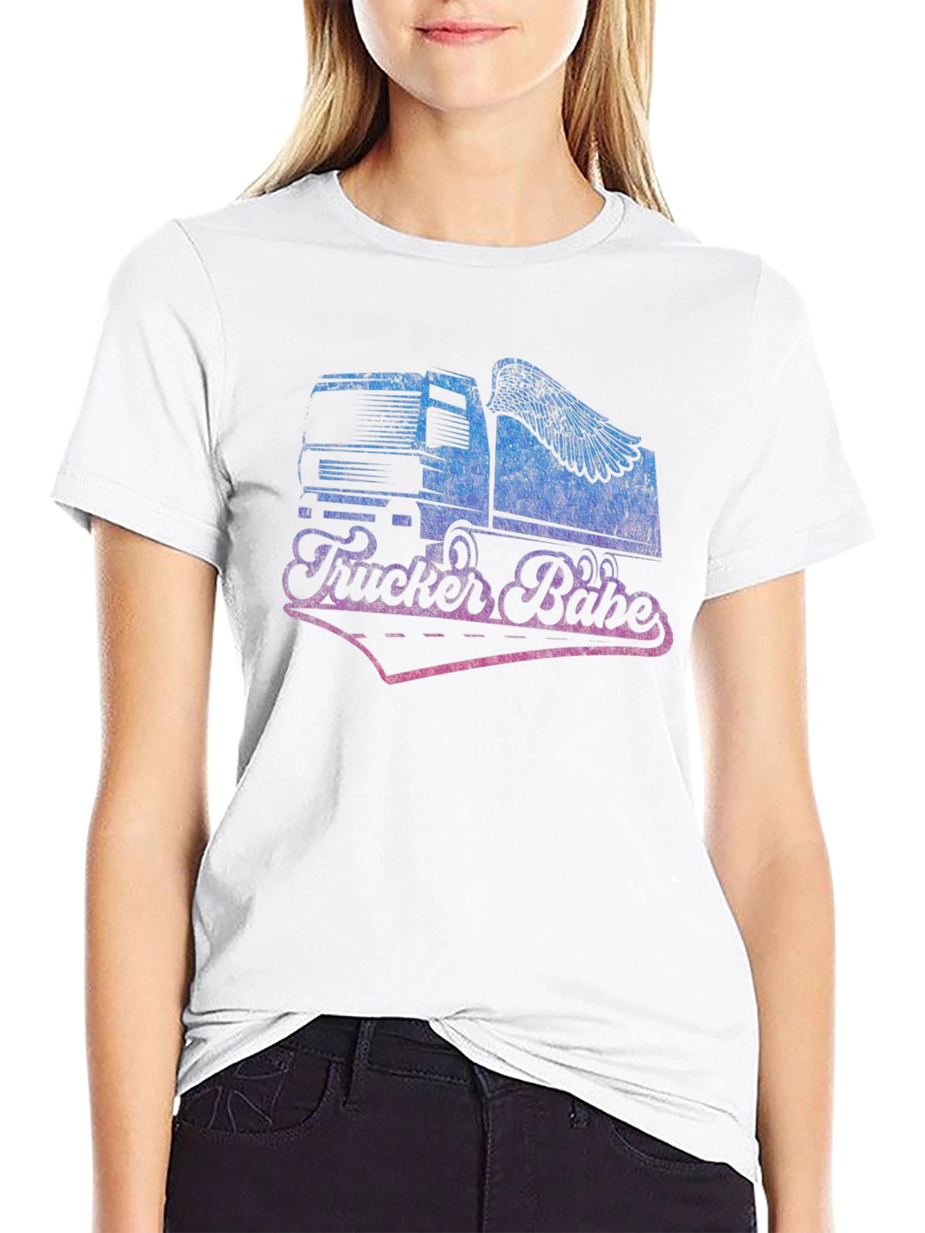 Trucker Babe Graphic Tee - Black