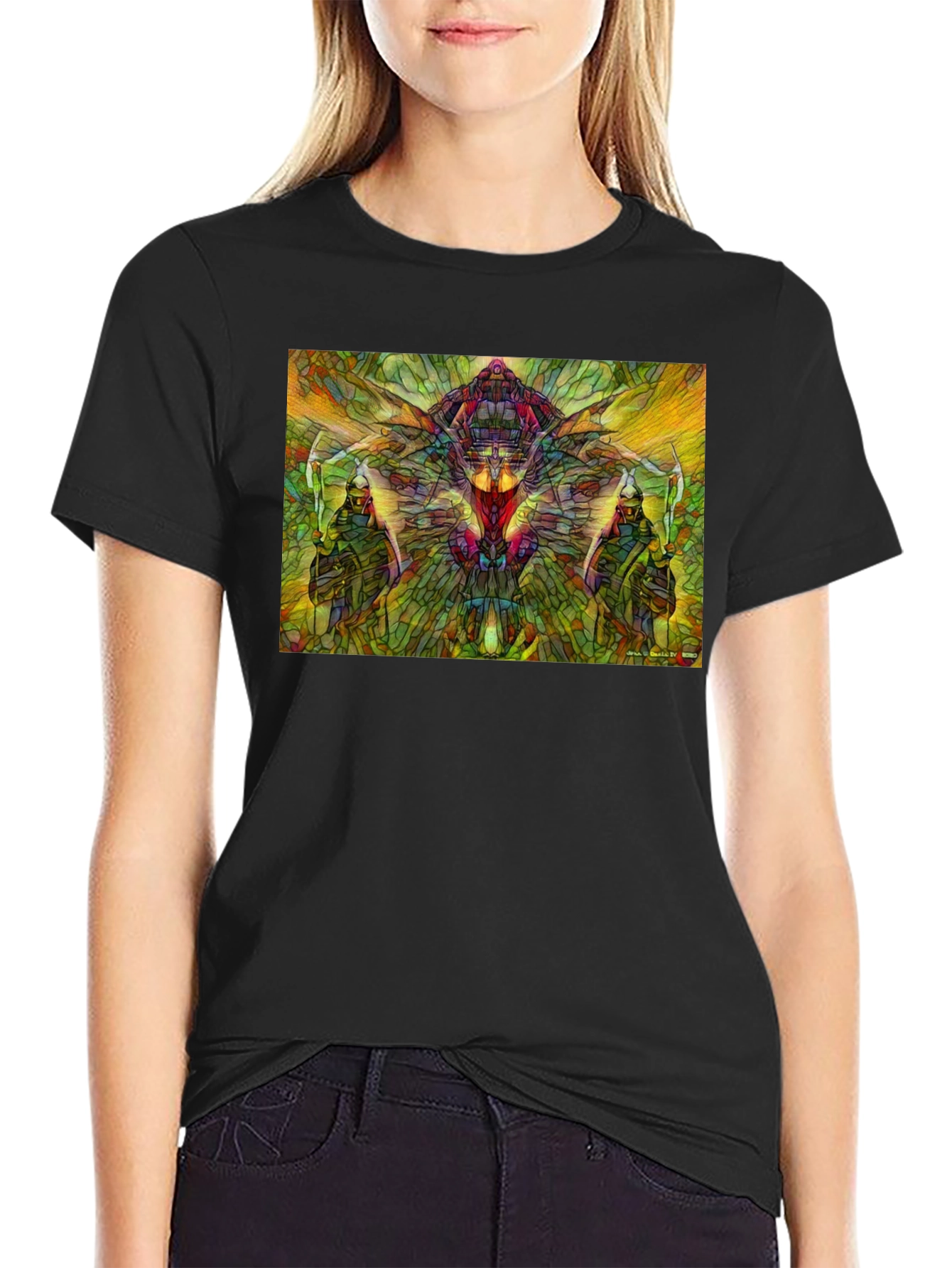 Abstract Stained Glass Warrior Graphic Tee