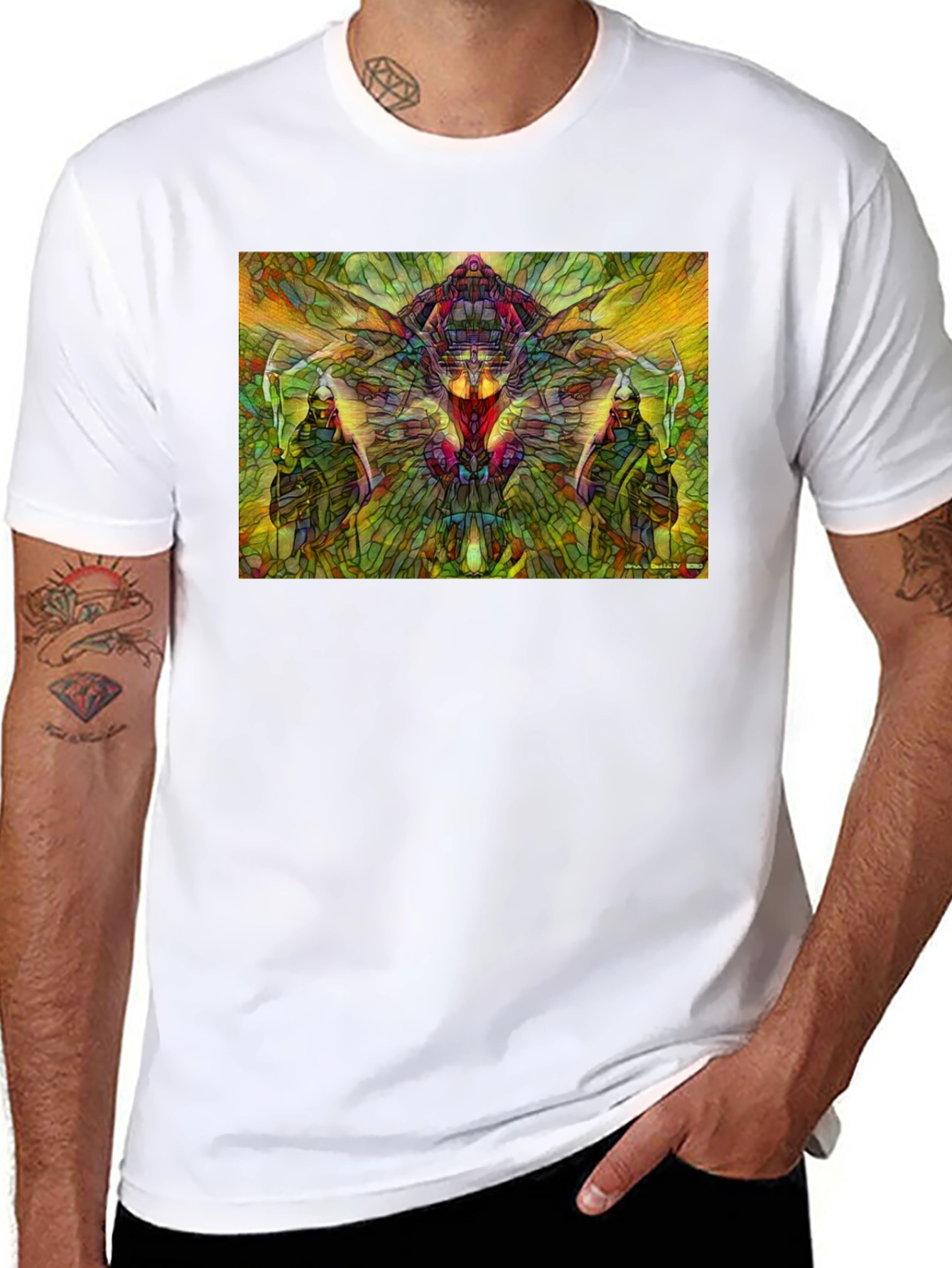 Abstract Stained Glass Warrior Graphic Tee