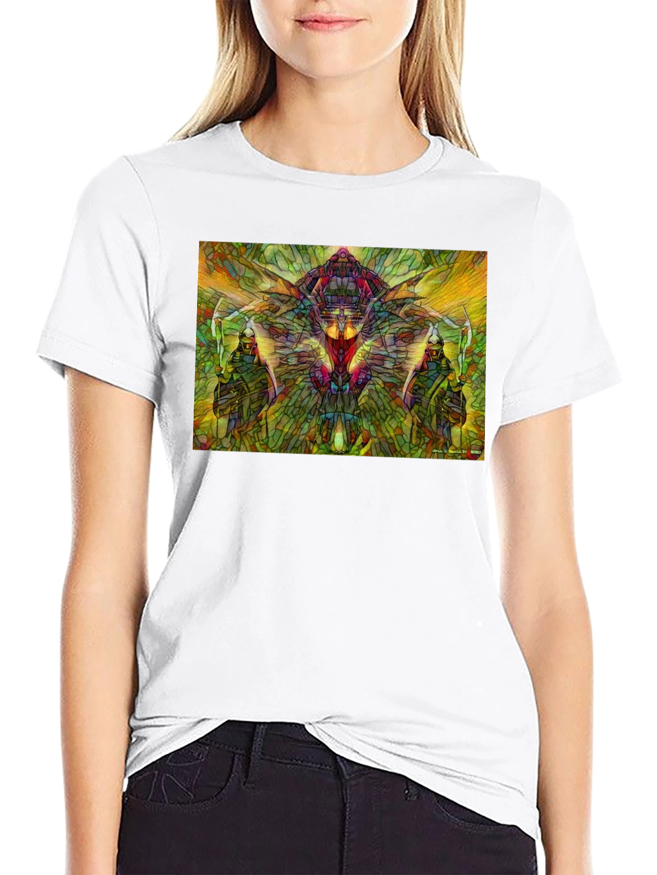 Abstract Stained Glass Warrior Graphic Tee