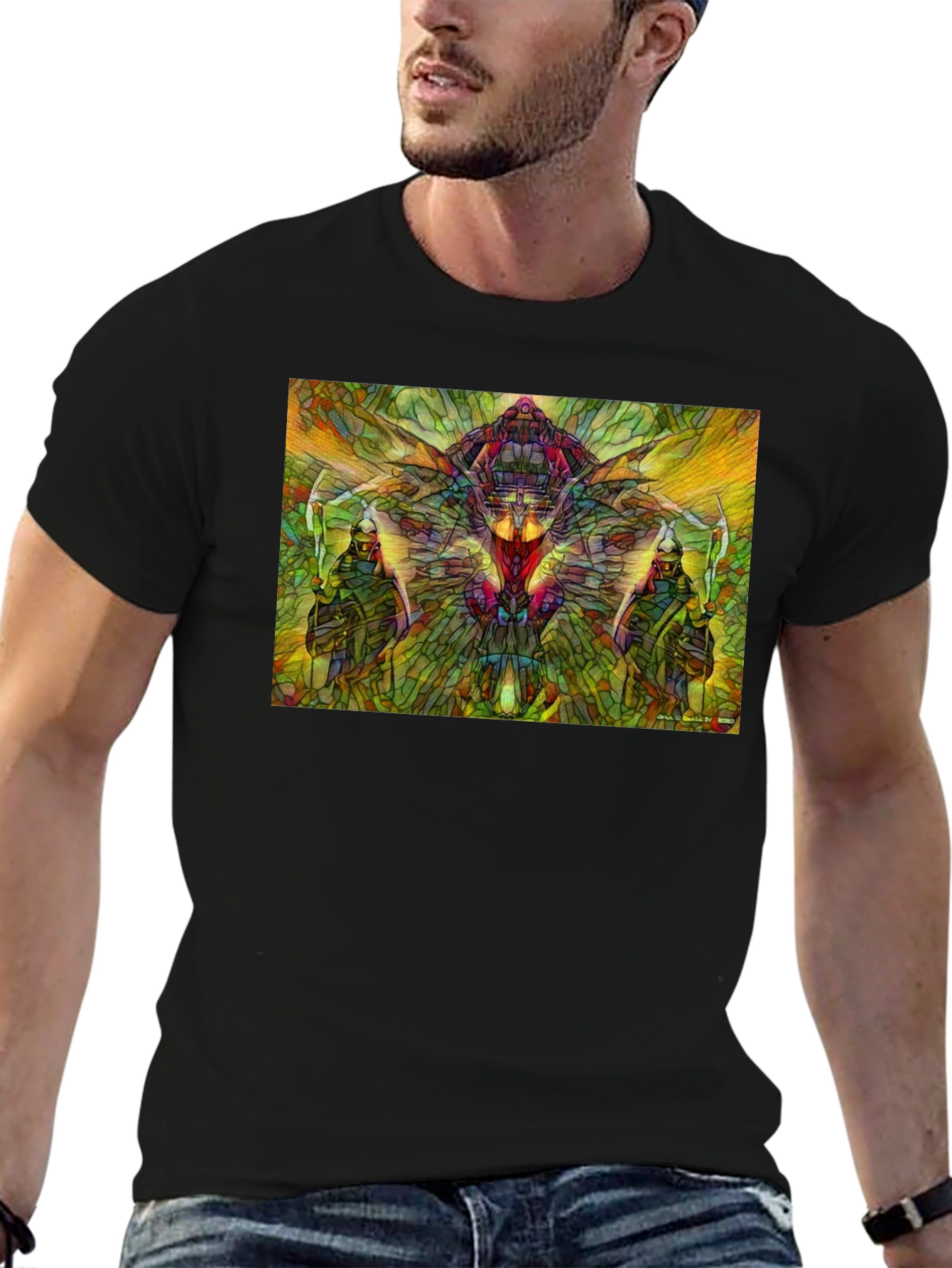 Abstract Stained Glass Warrior Graphic Tee