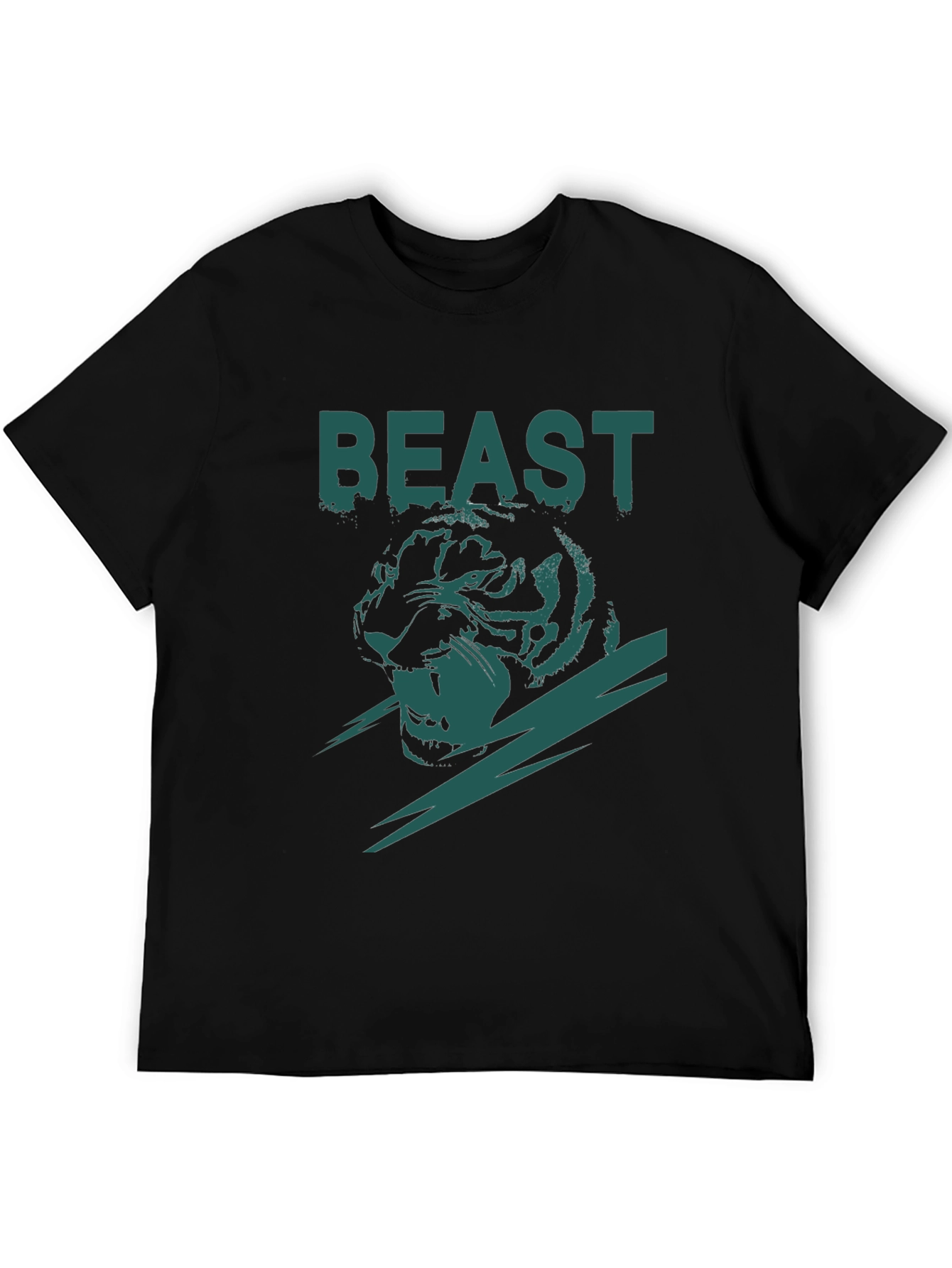Beast Tiger Graphic Tee - Black Cotton Blend