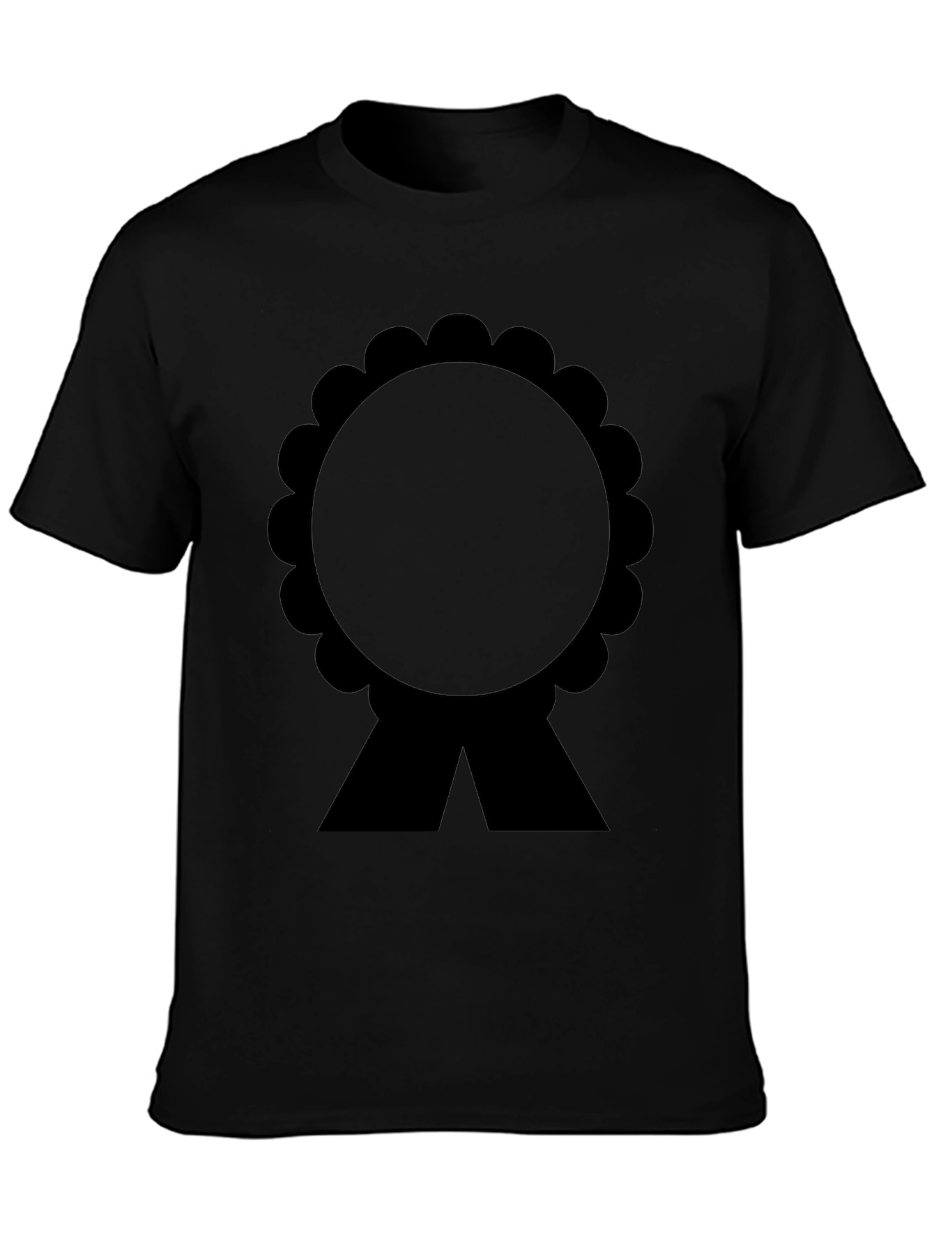 Black T-Shirt with Rosette Ribbon Graphic