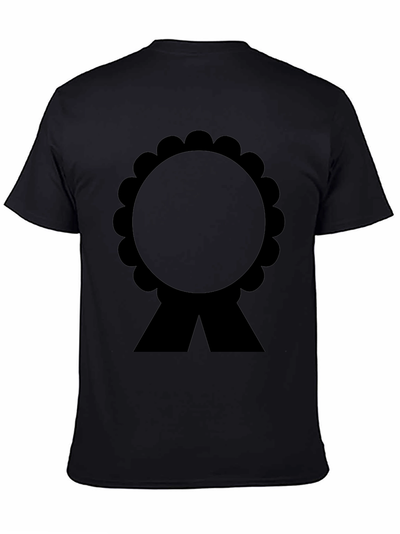 Black T-Shirt with Rosette Ribbon Graphic
