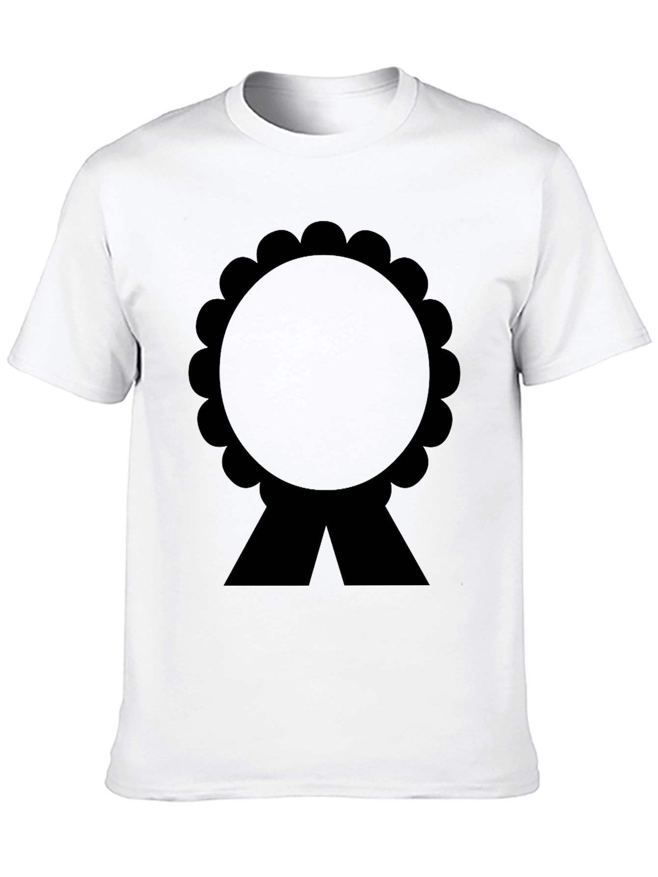 Black T-Shirt with Rosette Ribbon Graphic