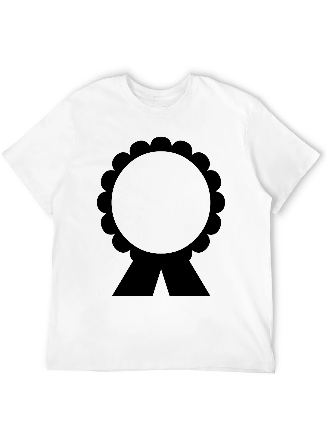 Black T-Shirt with Rosette Ribbon Graphic