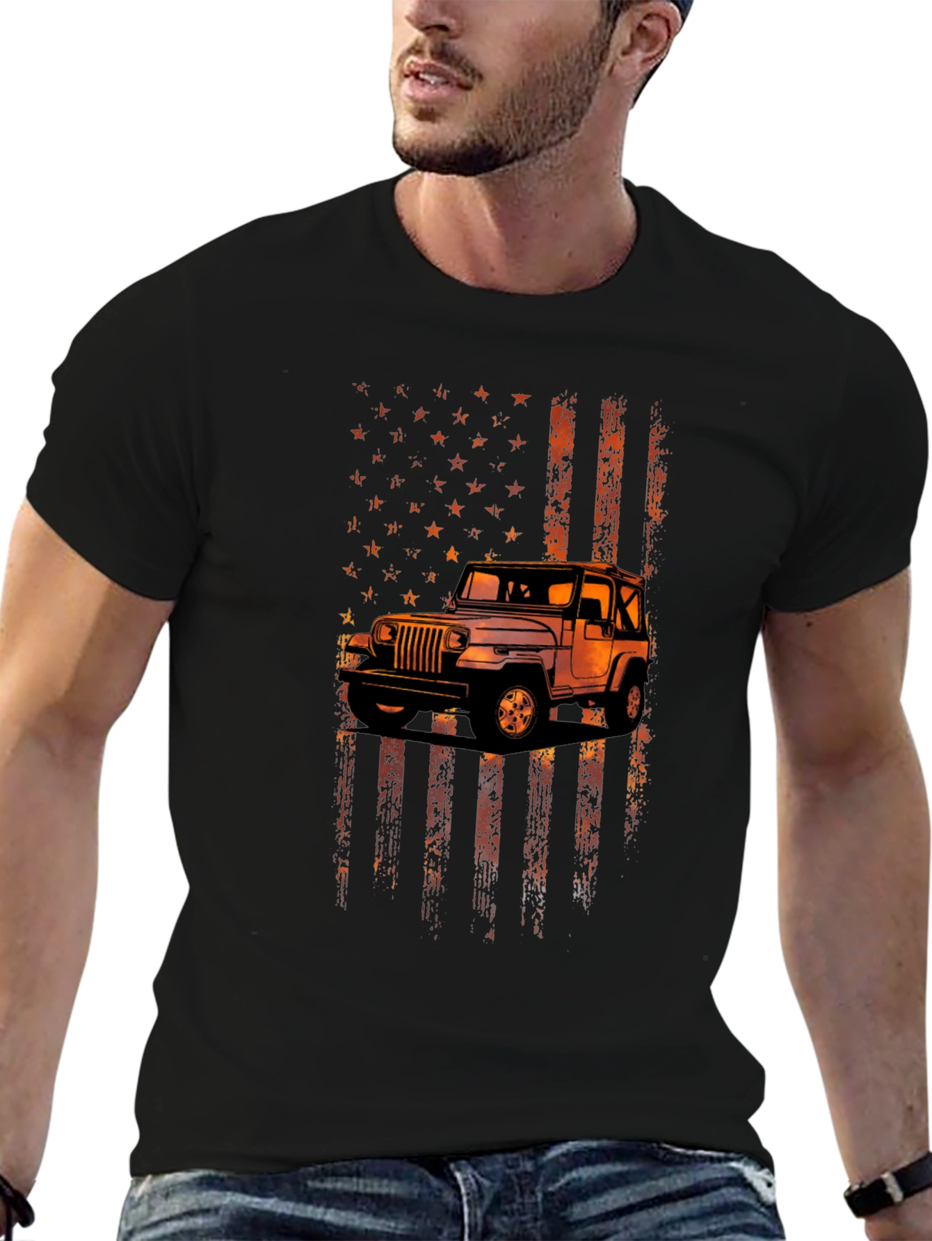 American Flag Jeep Graphic Tee
