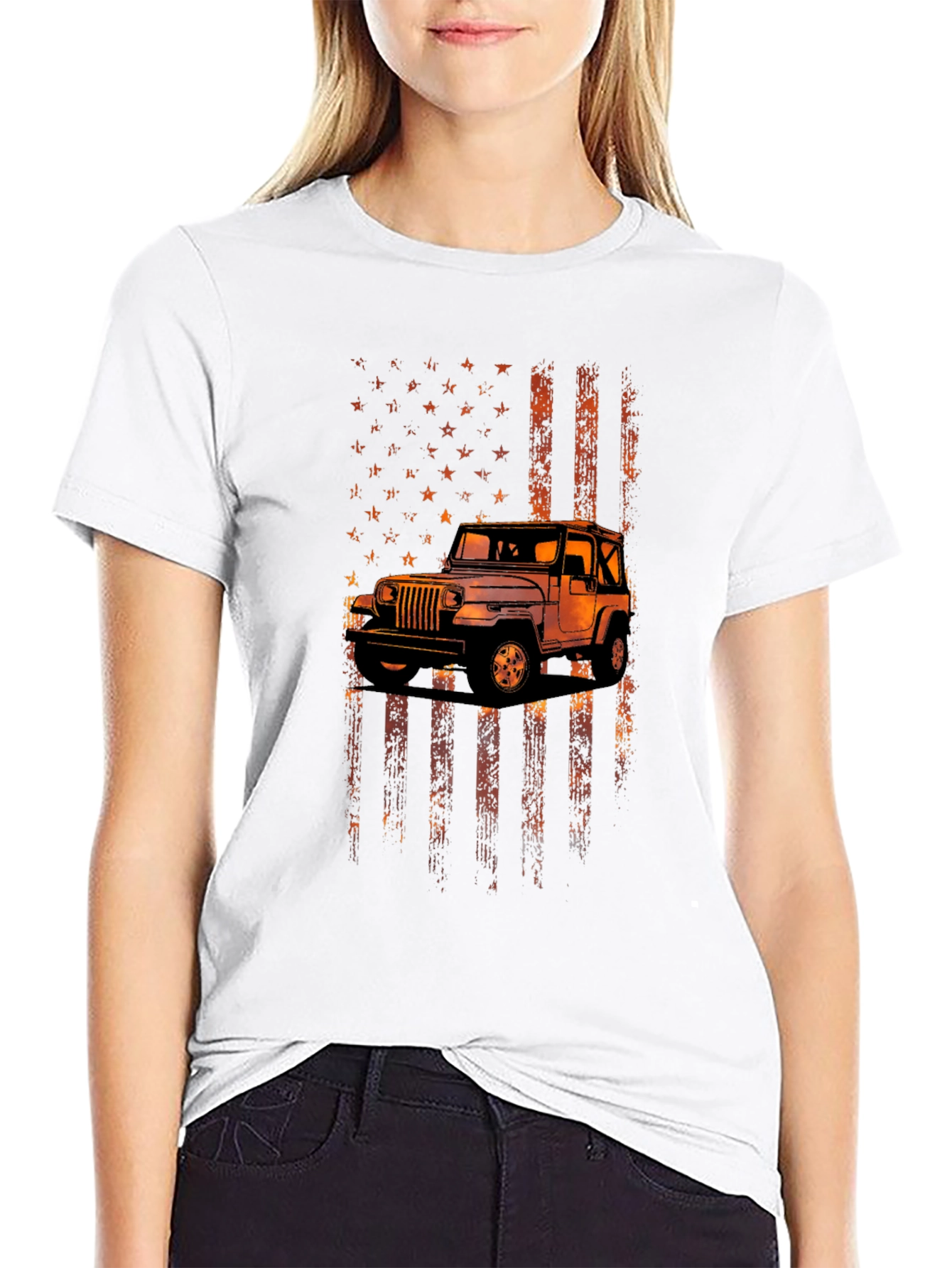 American Flag Jeep Graphic Tee