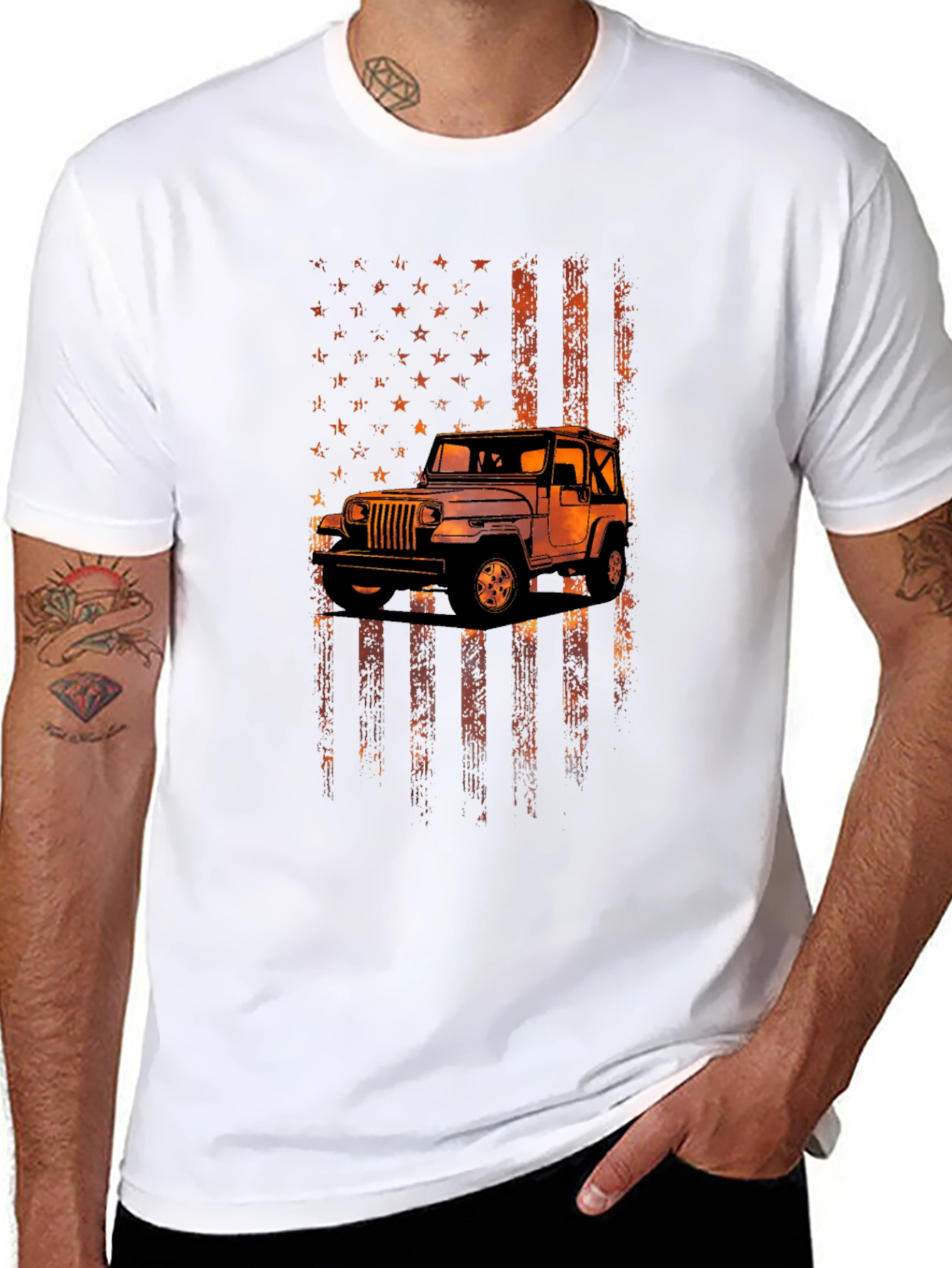 American Flag Jeep Graphic Tee