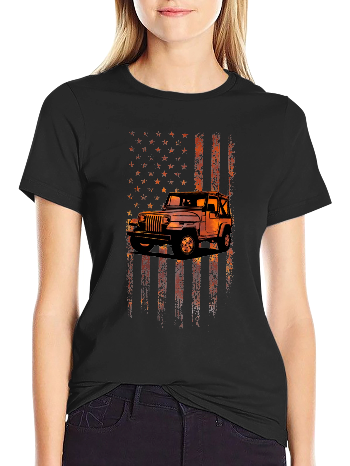 American Flag Jeep Graphic Tee