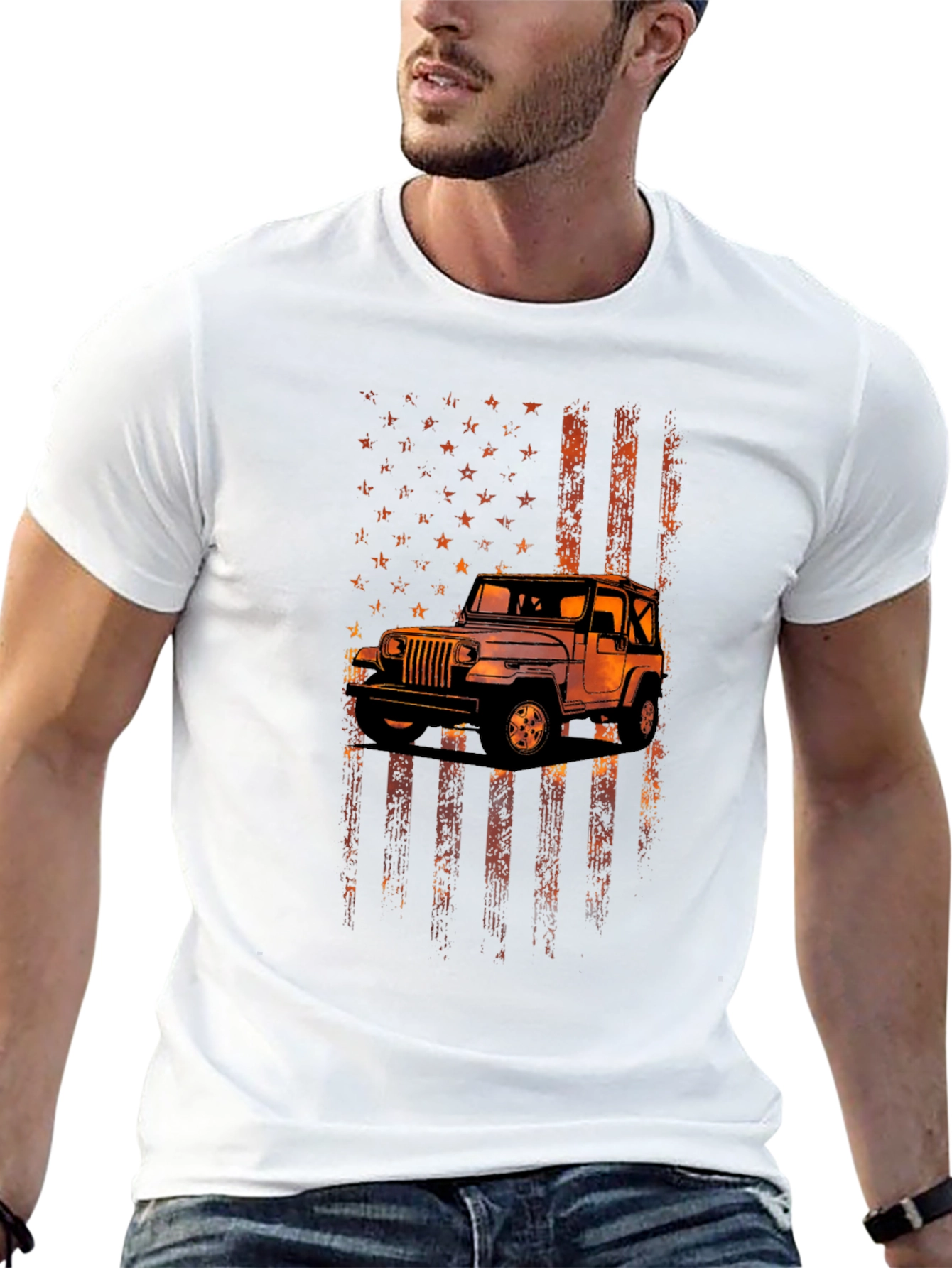 American Flag Jeep Graphic Tee