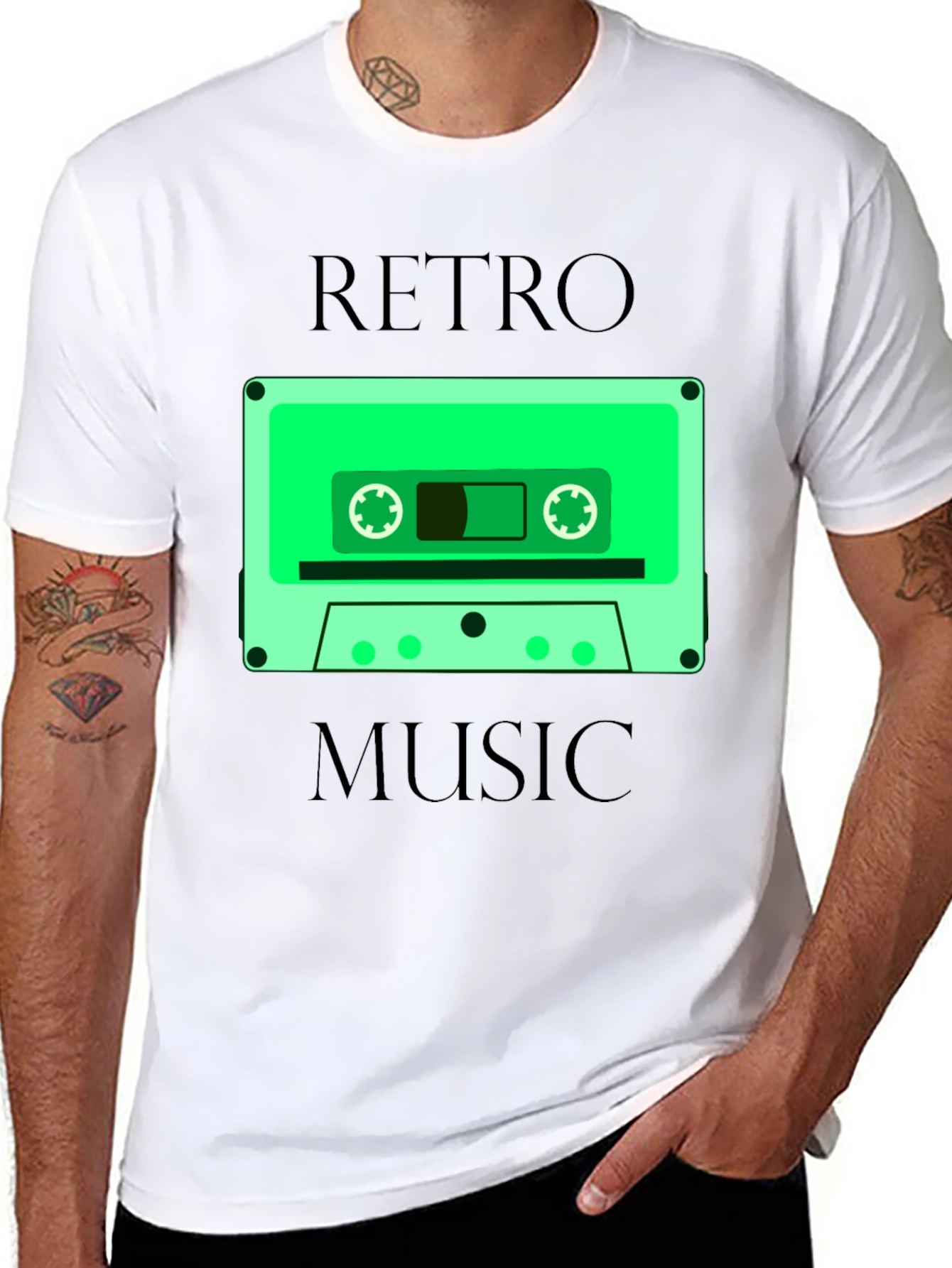 Retro Music Graphic Tee - Cassette Tape Design