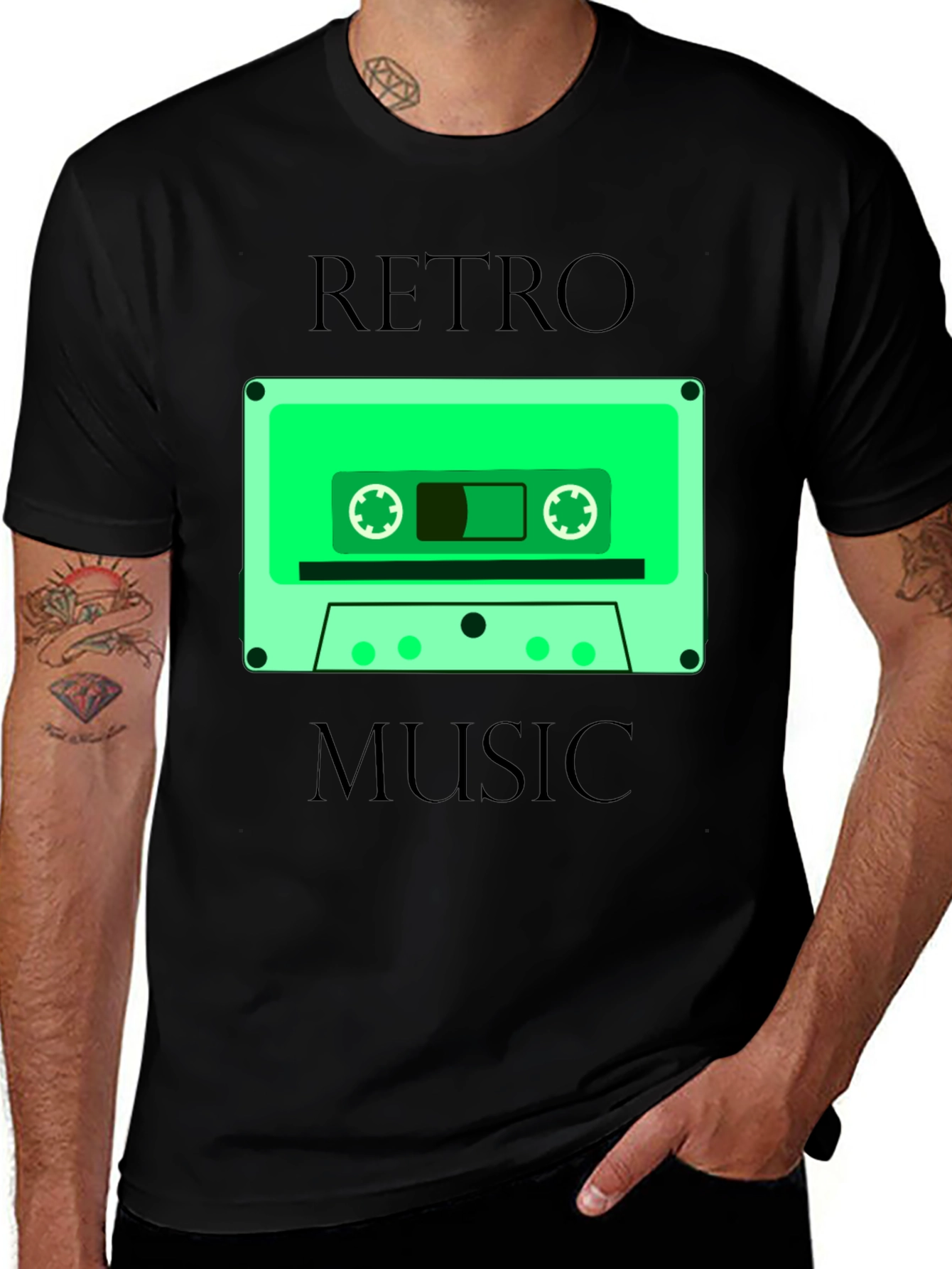 Retro Music Graphic Tee - Cassette Tape Design