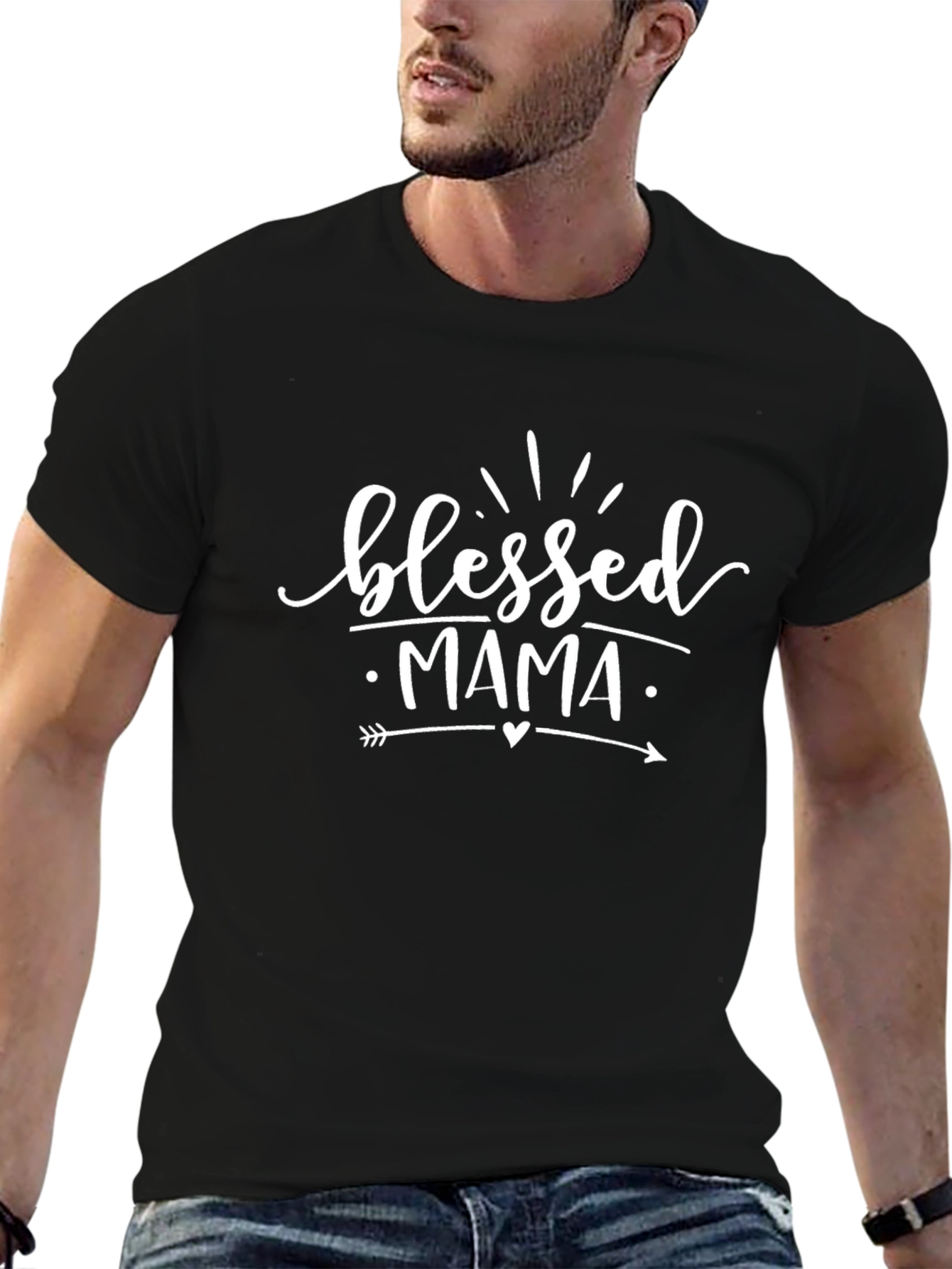 Blessed Mama Graphic Tee - Black Cotton T-Shirt
