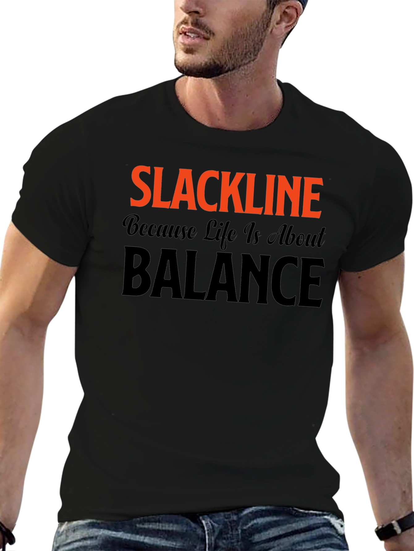 Slackline Balance Black T-Shirt