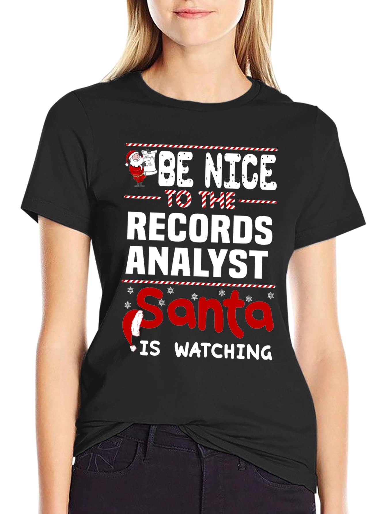 Records Analyst Santa Watching T-Shirt