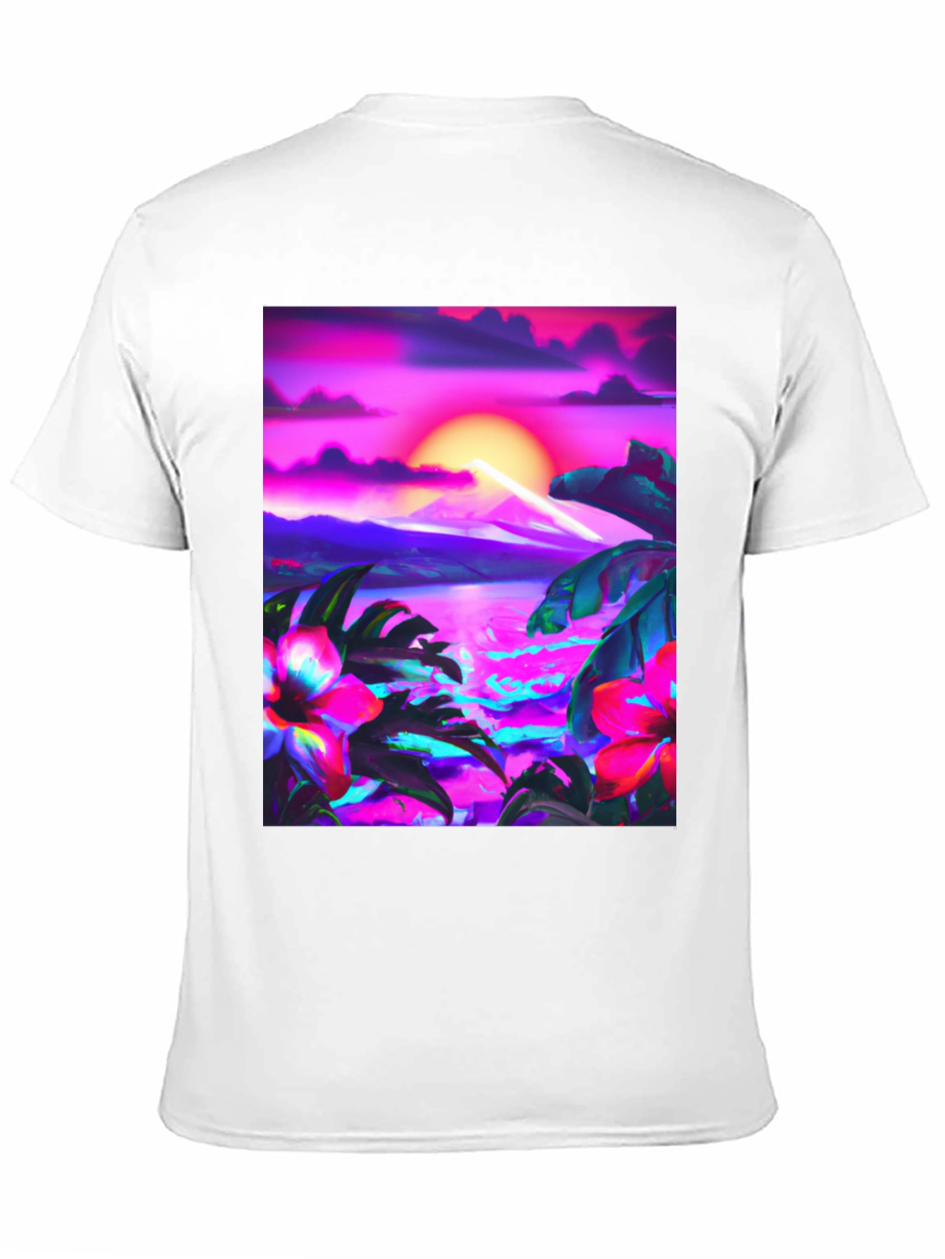 Tropical Sunset Graphic Black T-Shirt