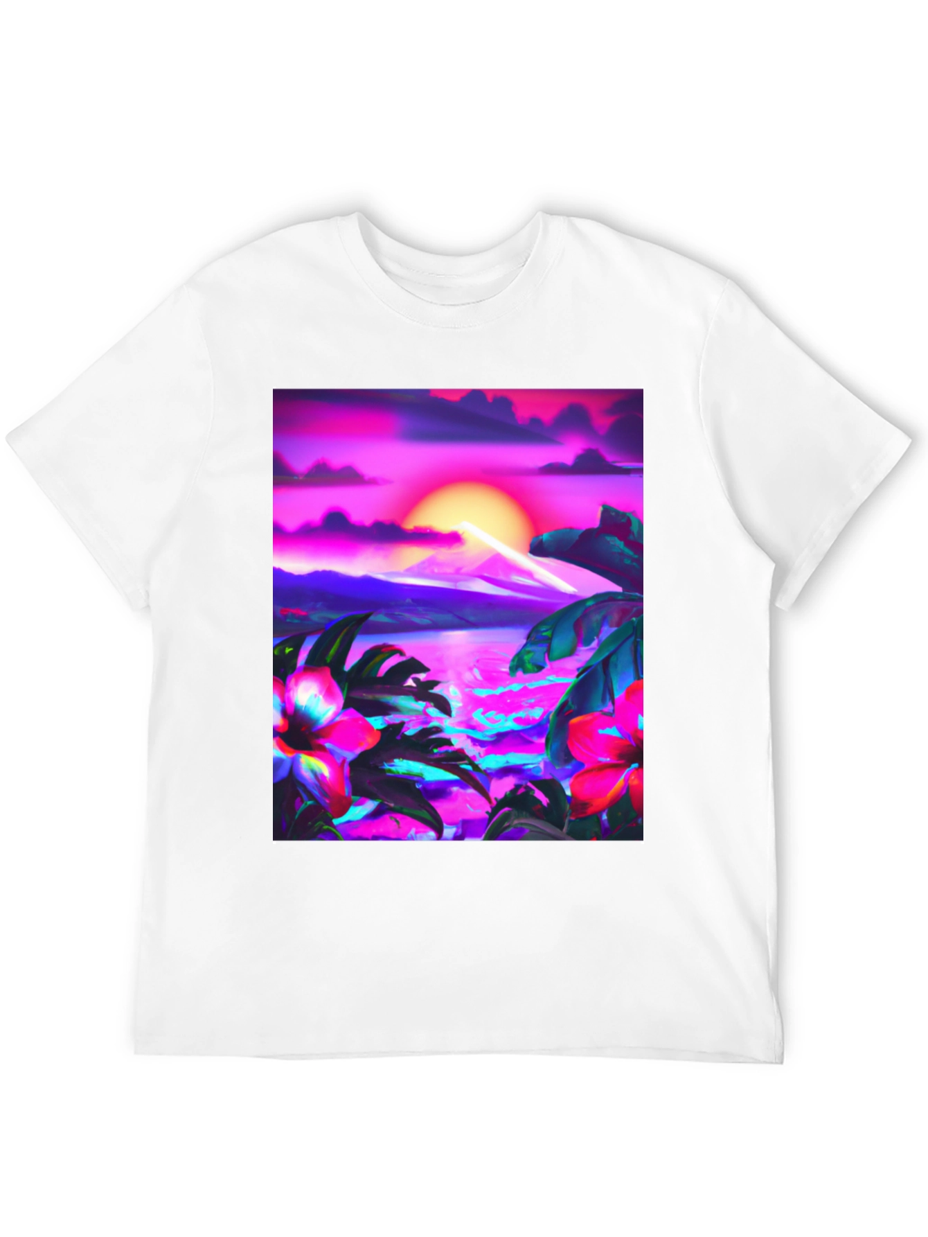 Tropical Sunset Graphic Black T-Shirt