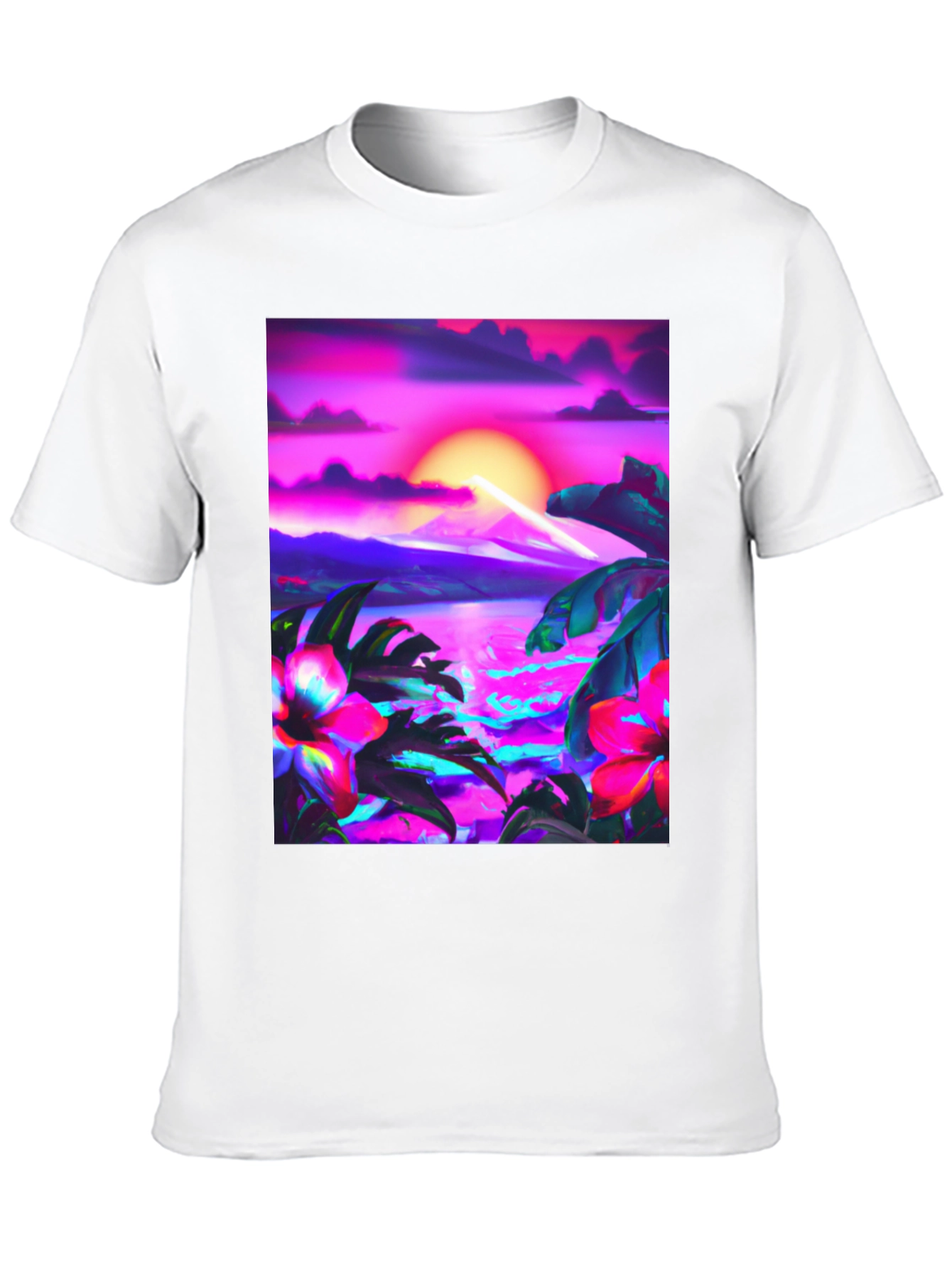 Tropical Sunset Graphic Black T-Shirt
