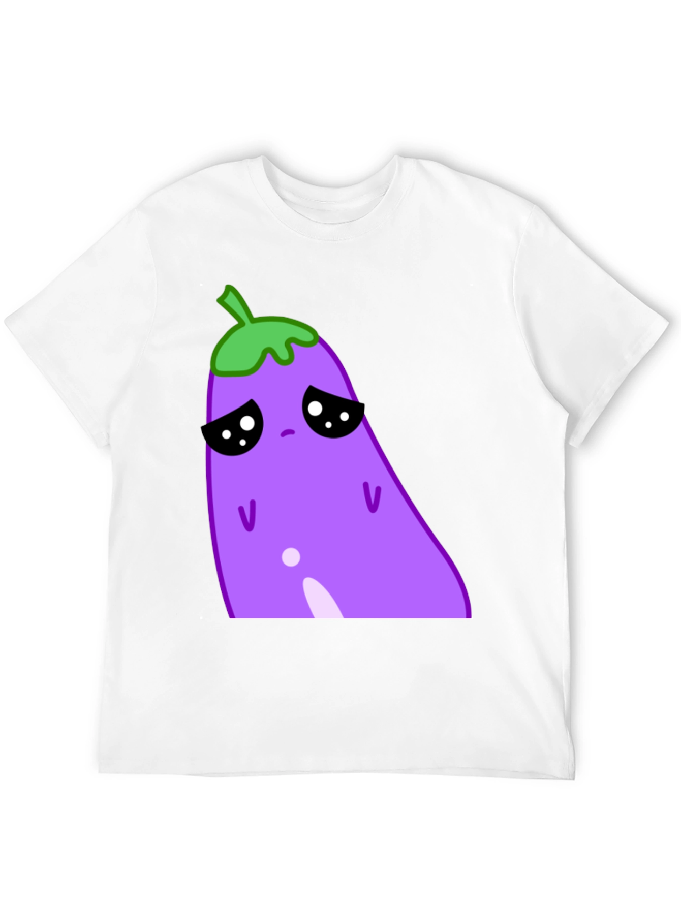 Sad Eggplant Graphic Tee - Black Cotton Blend