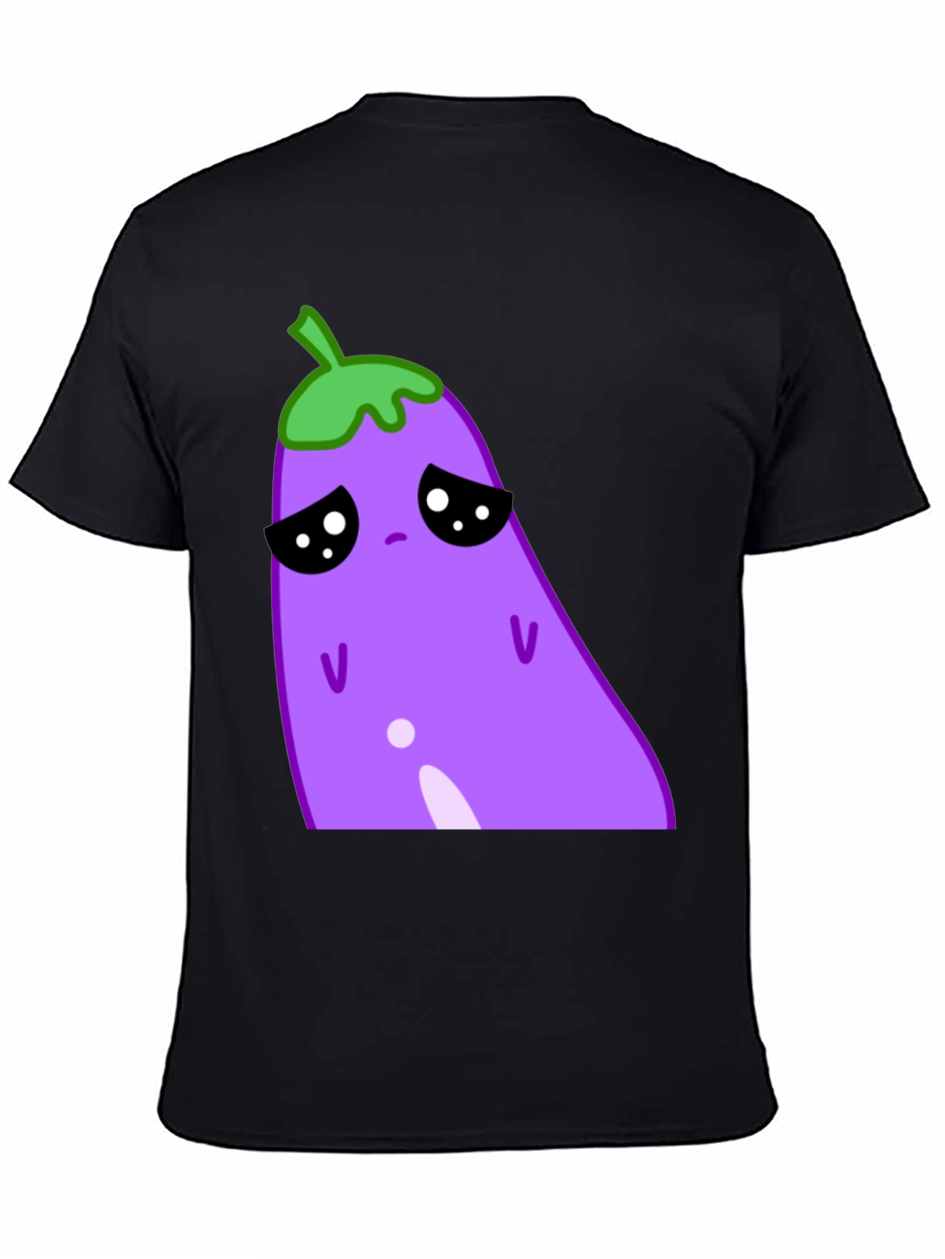 Sad Eggplant Graphic Tee - Black Cotton Blend