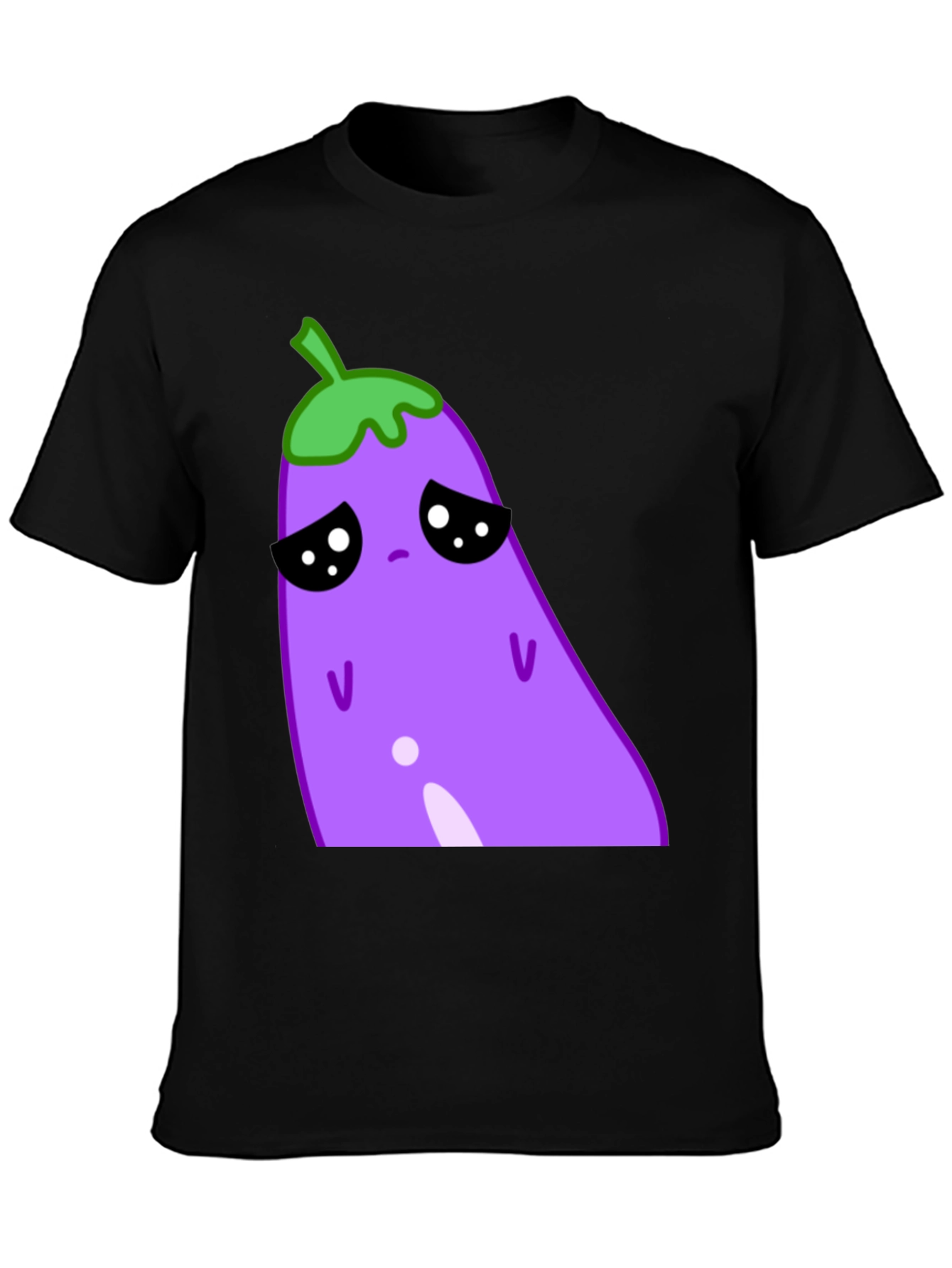 Sad Eggplant Graphic Tee - Black Cotton Blend