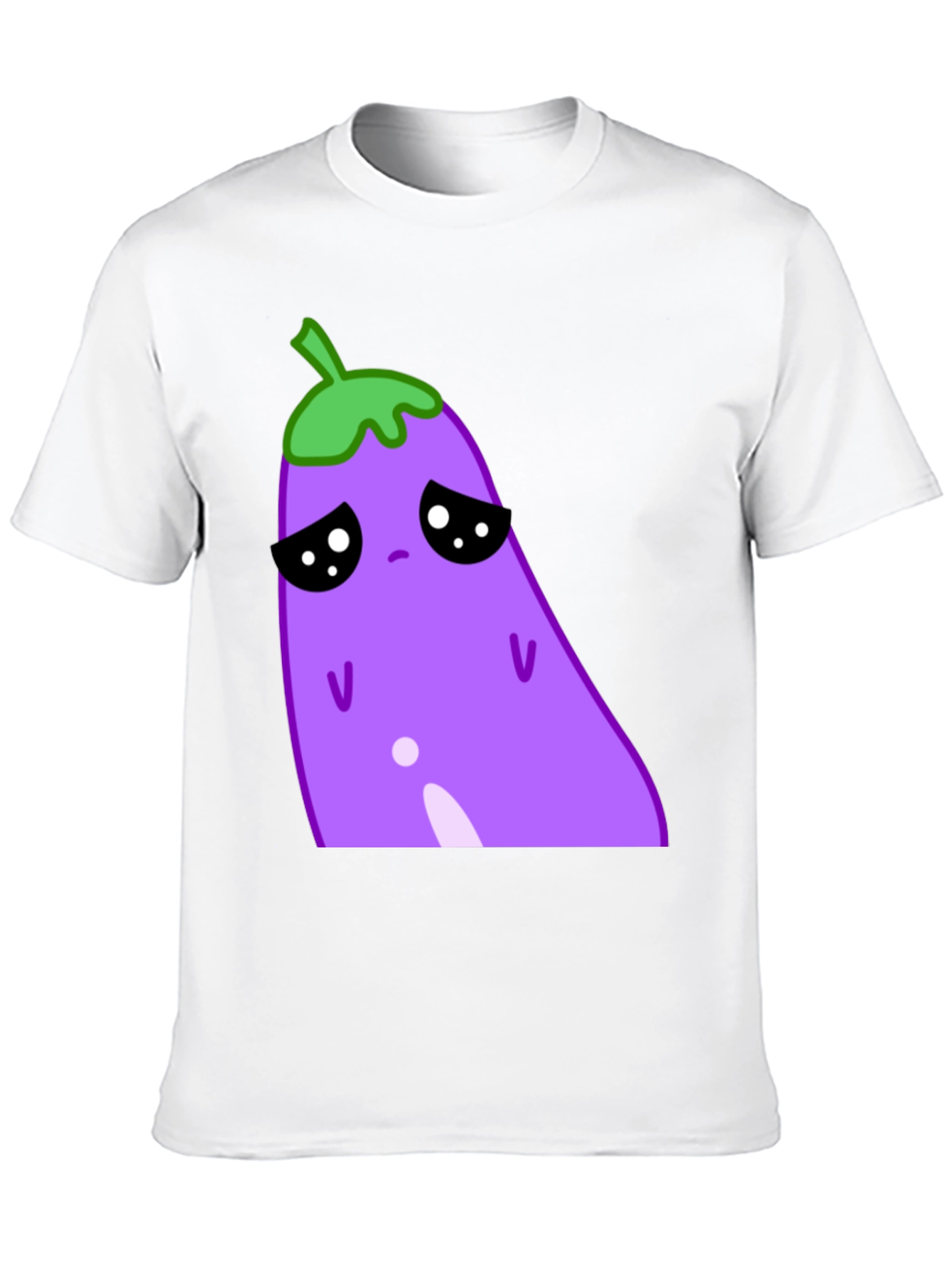Sad Eggplant Graphic Tee - Black Cotton Blend