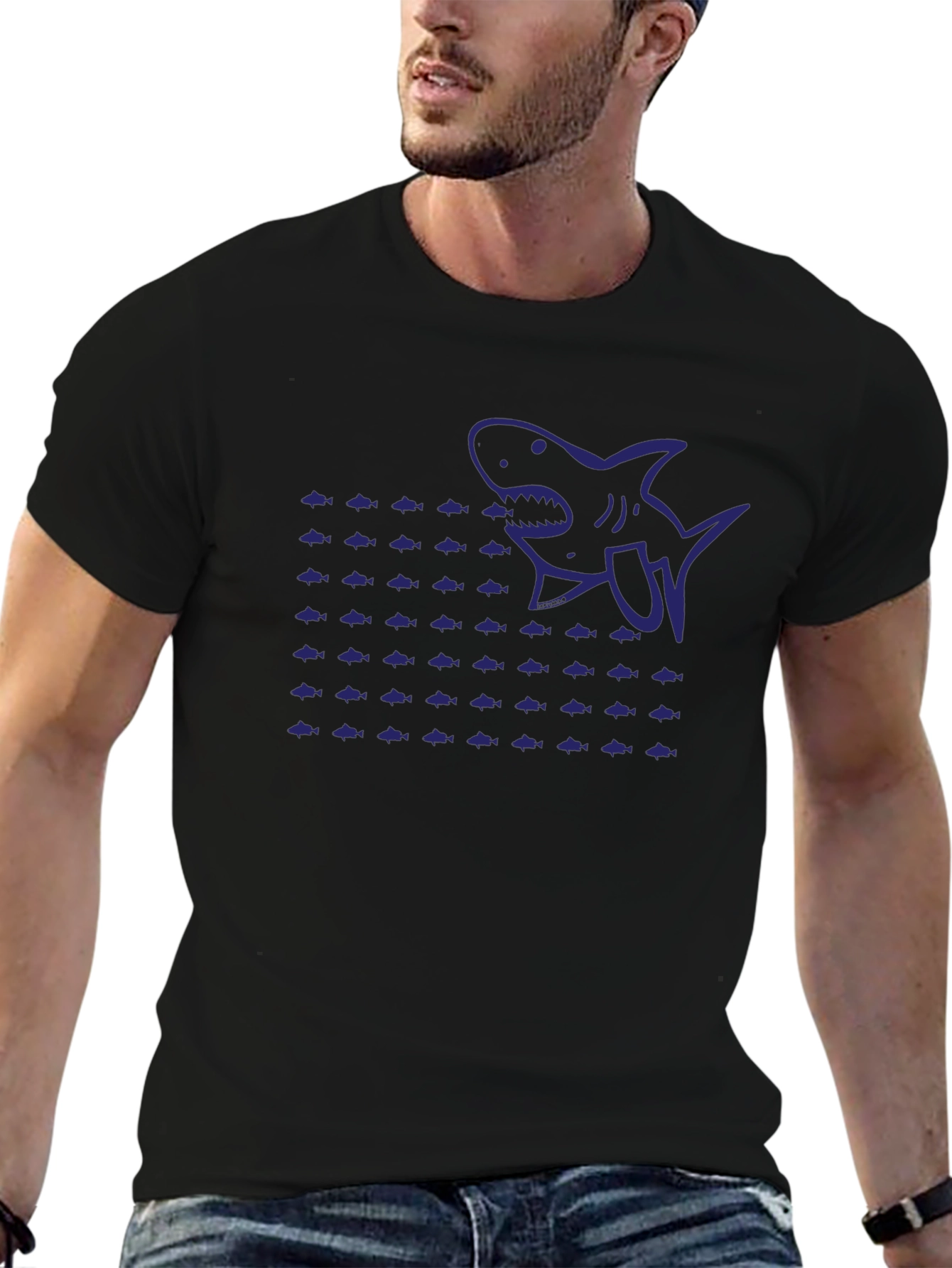 Shark Frenzy Graphic Tee - Black