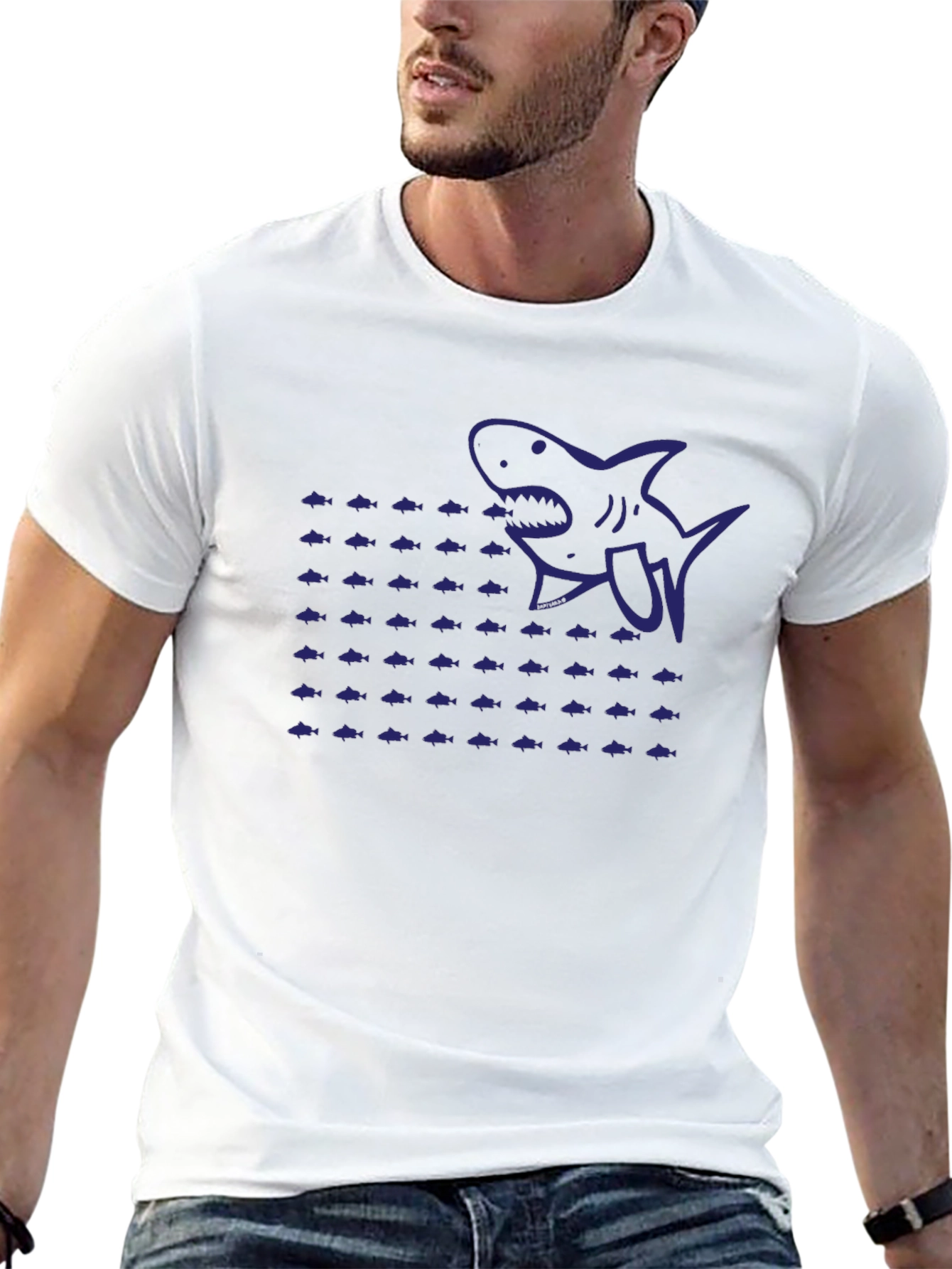 Shark Frenzy Graphic Tee - Black