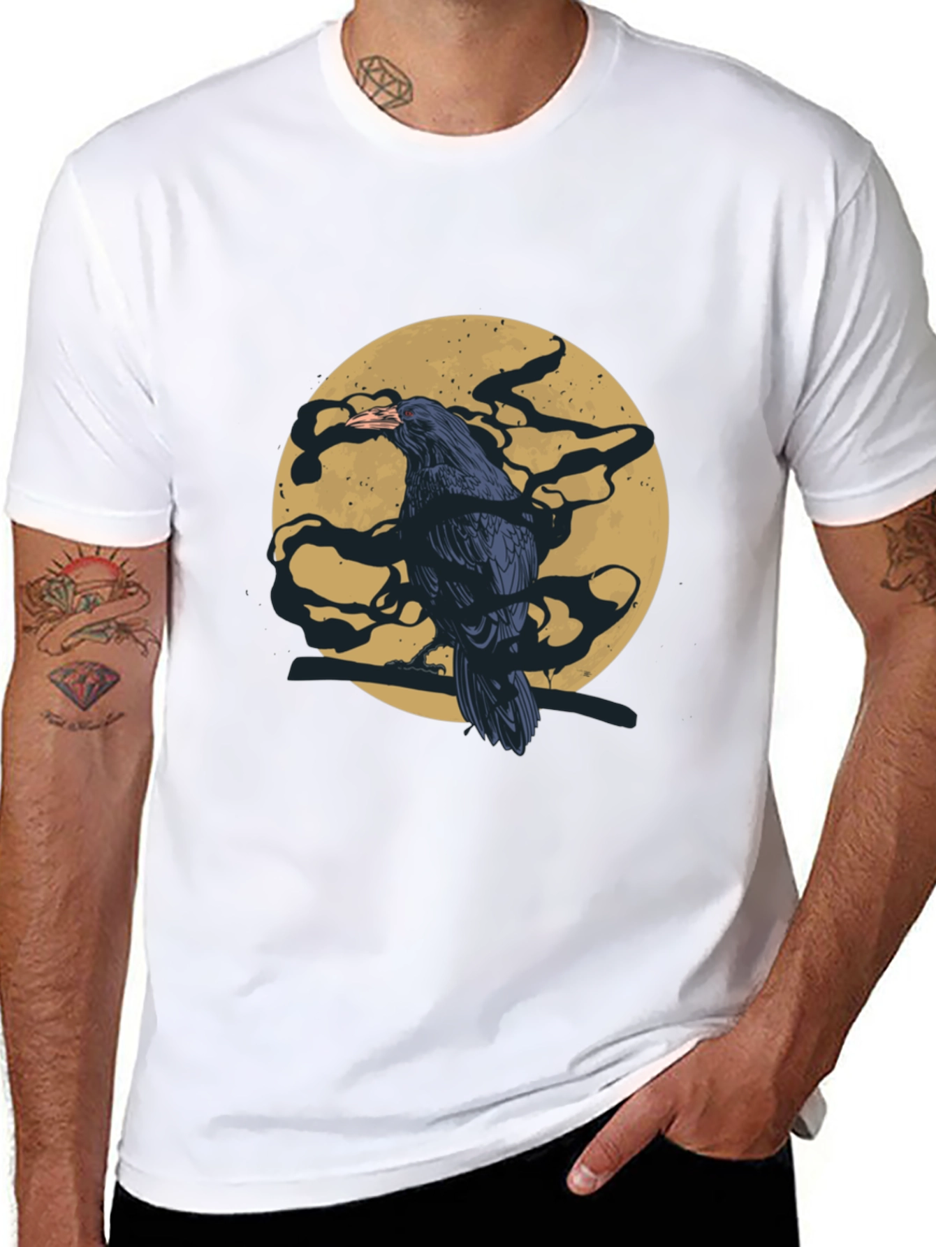 Raven Moon T-Shirt - Mens Black Graphic Tee