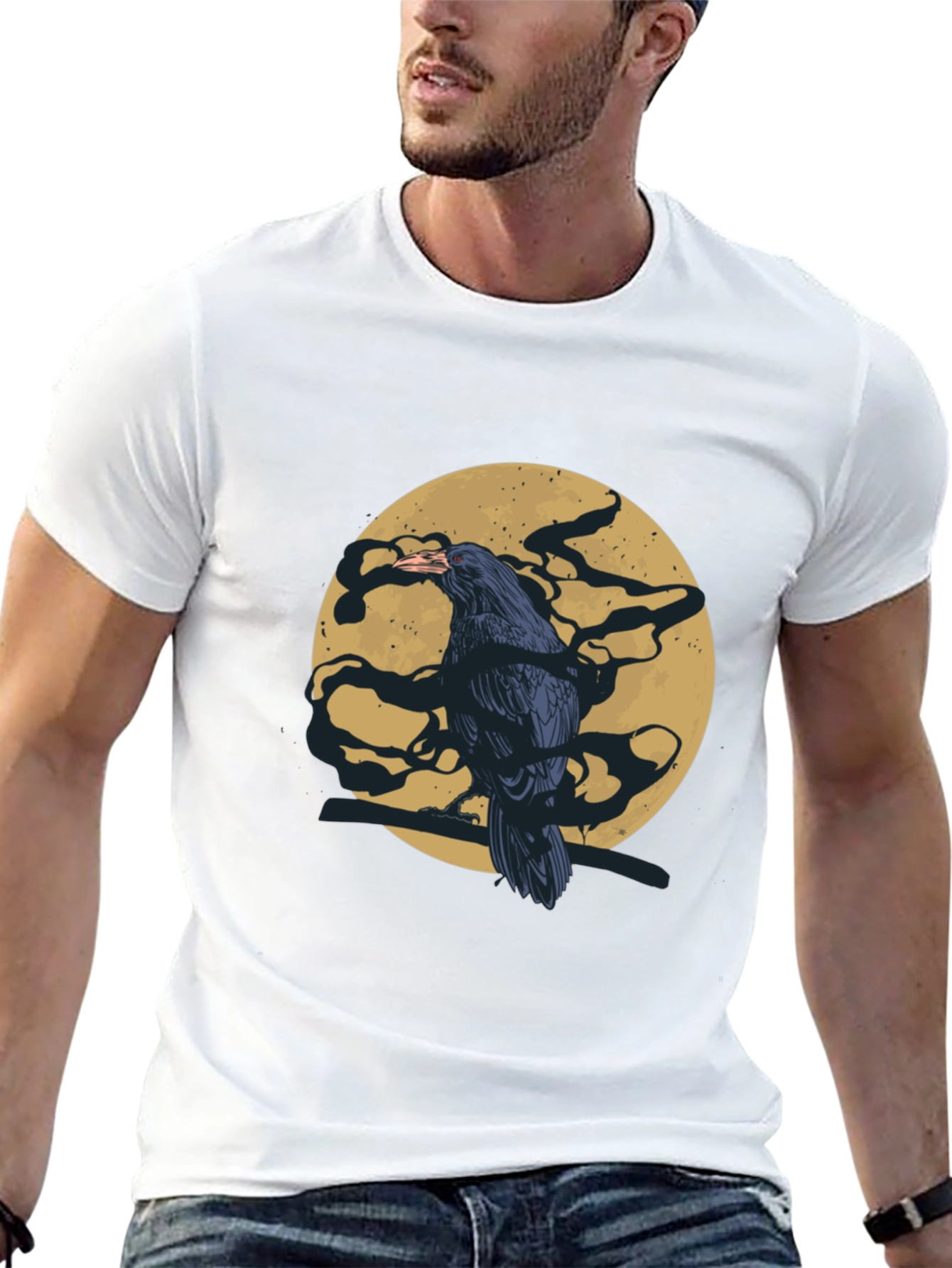 Raven Moon T-Shirt - Mens Black Graphic Tee