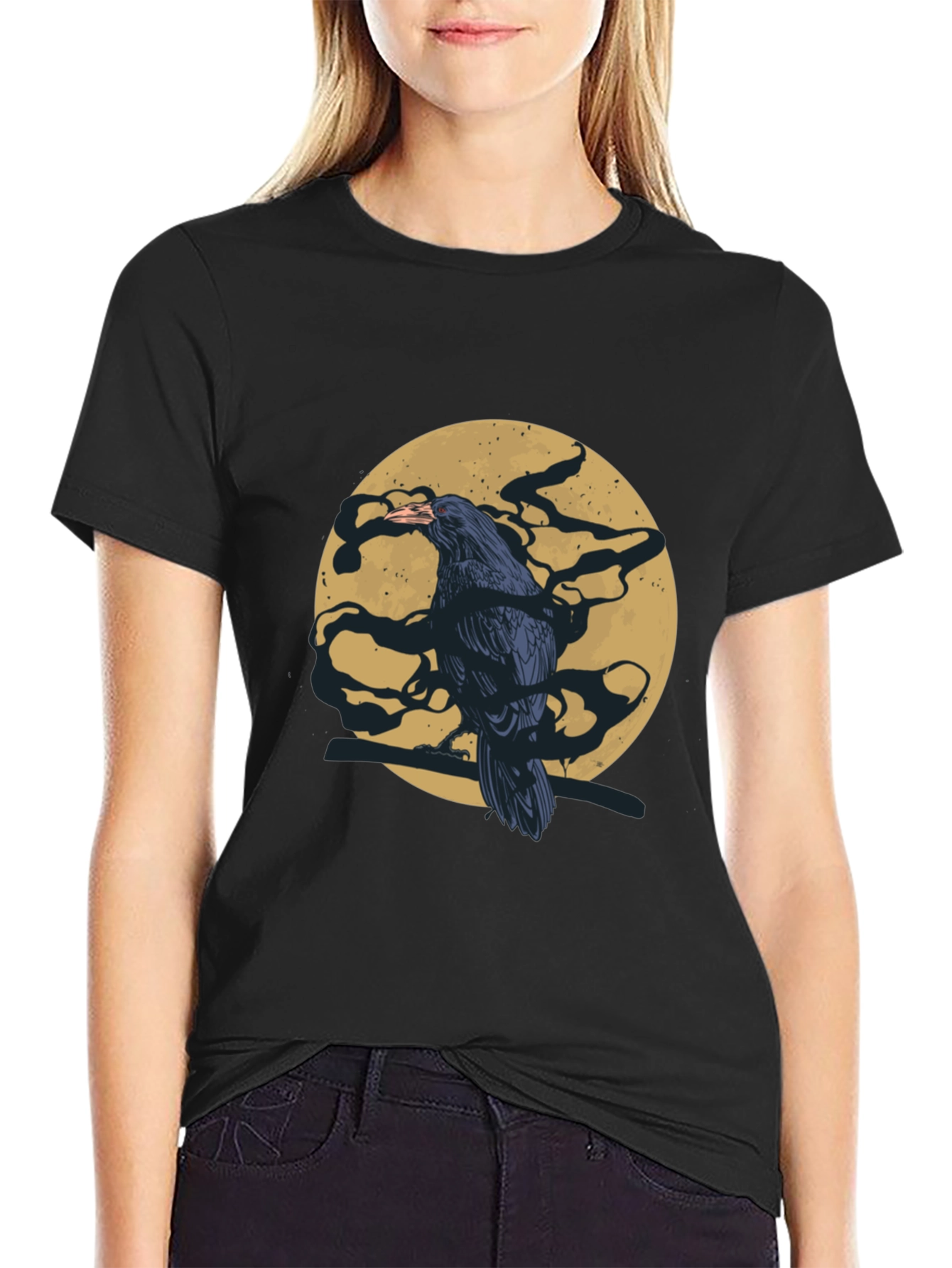 Raven Moon T-Shirt - Mens Black Graphic Tee