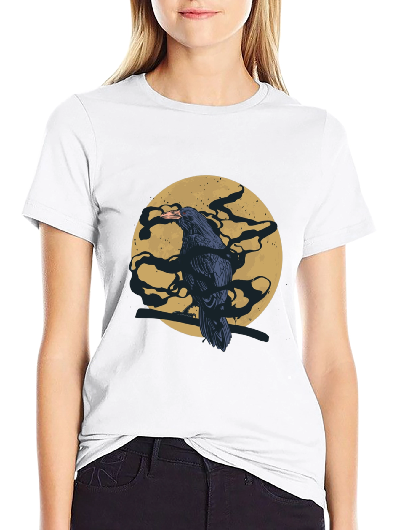 Raven Moon T-Shirt - Mens Black Graphic Tee