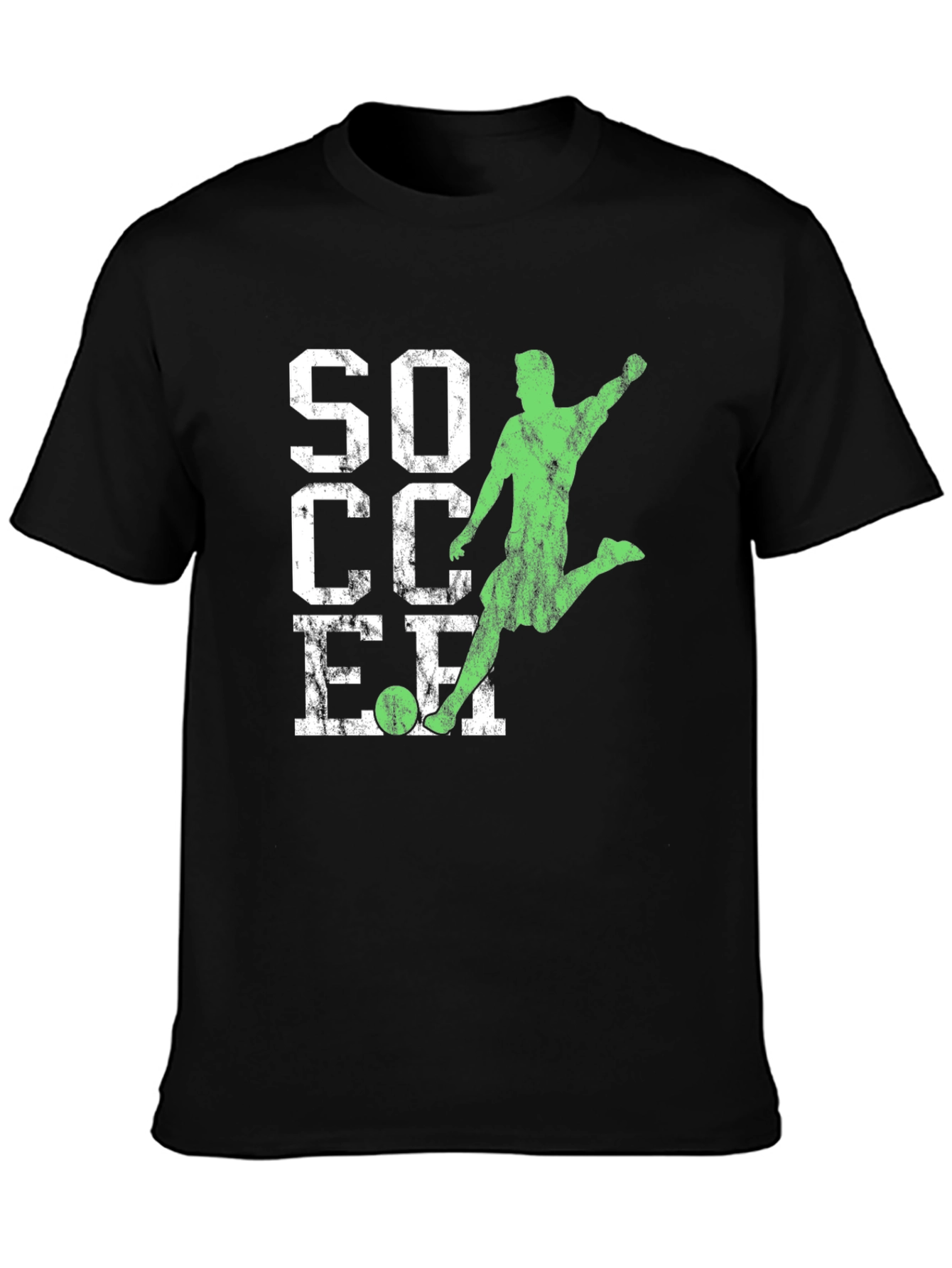 Soccer Graphic Tee - Distressed Print Black T-Shirt