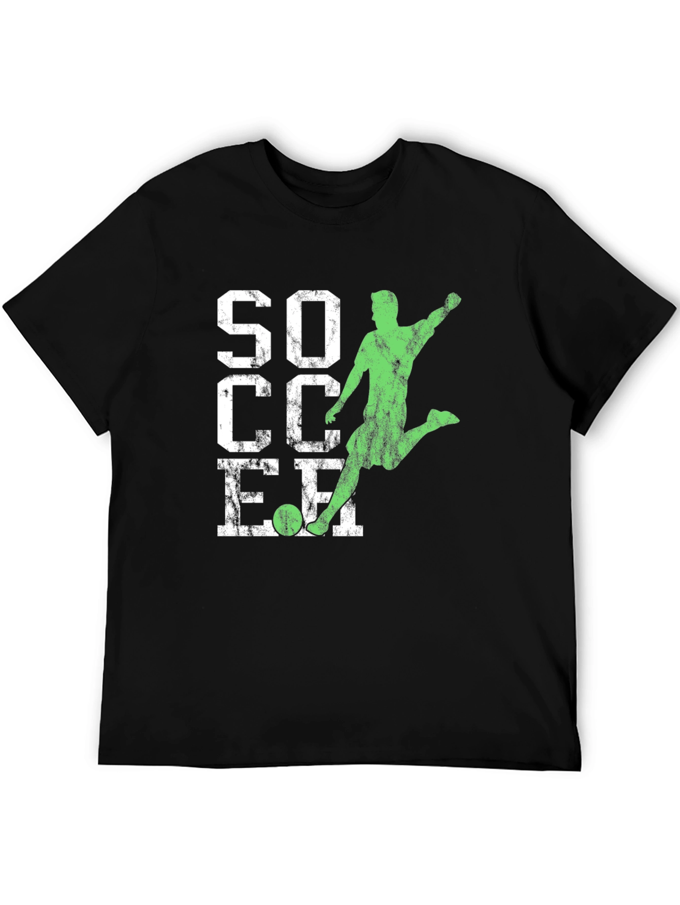 Soccer Graphic Tee - Distressed Print Black T-Shirt