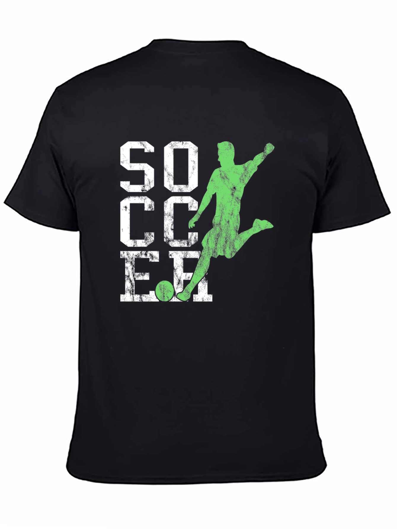 Soccer Graphic Tee - Distressed Print Black T-Shirt