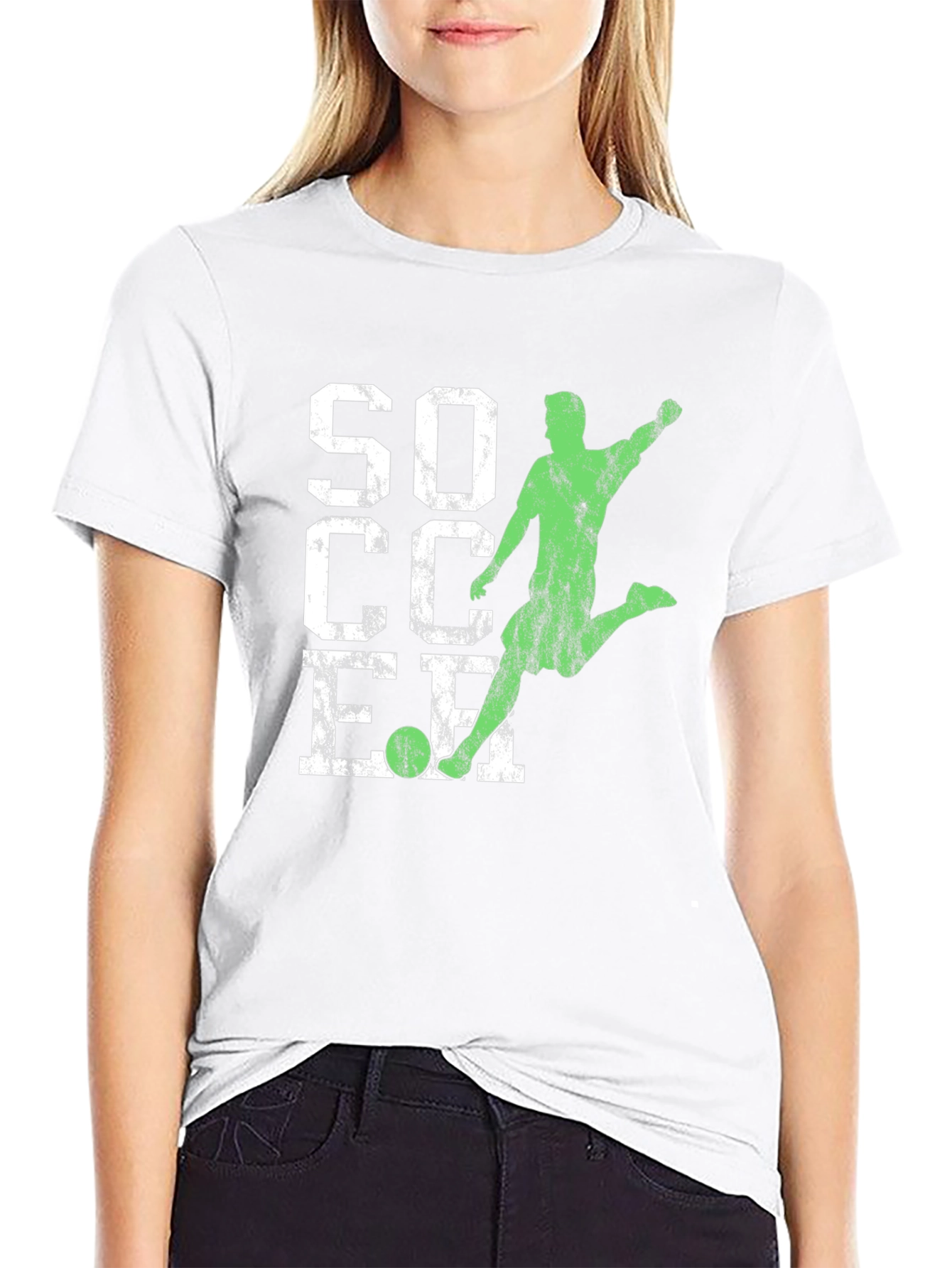 Soccer Graphic Tee - Distressed Print Black T-Shirt