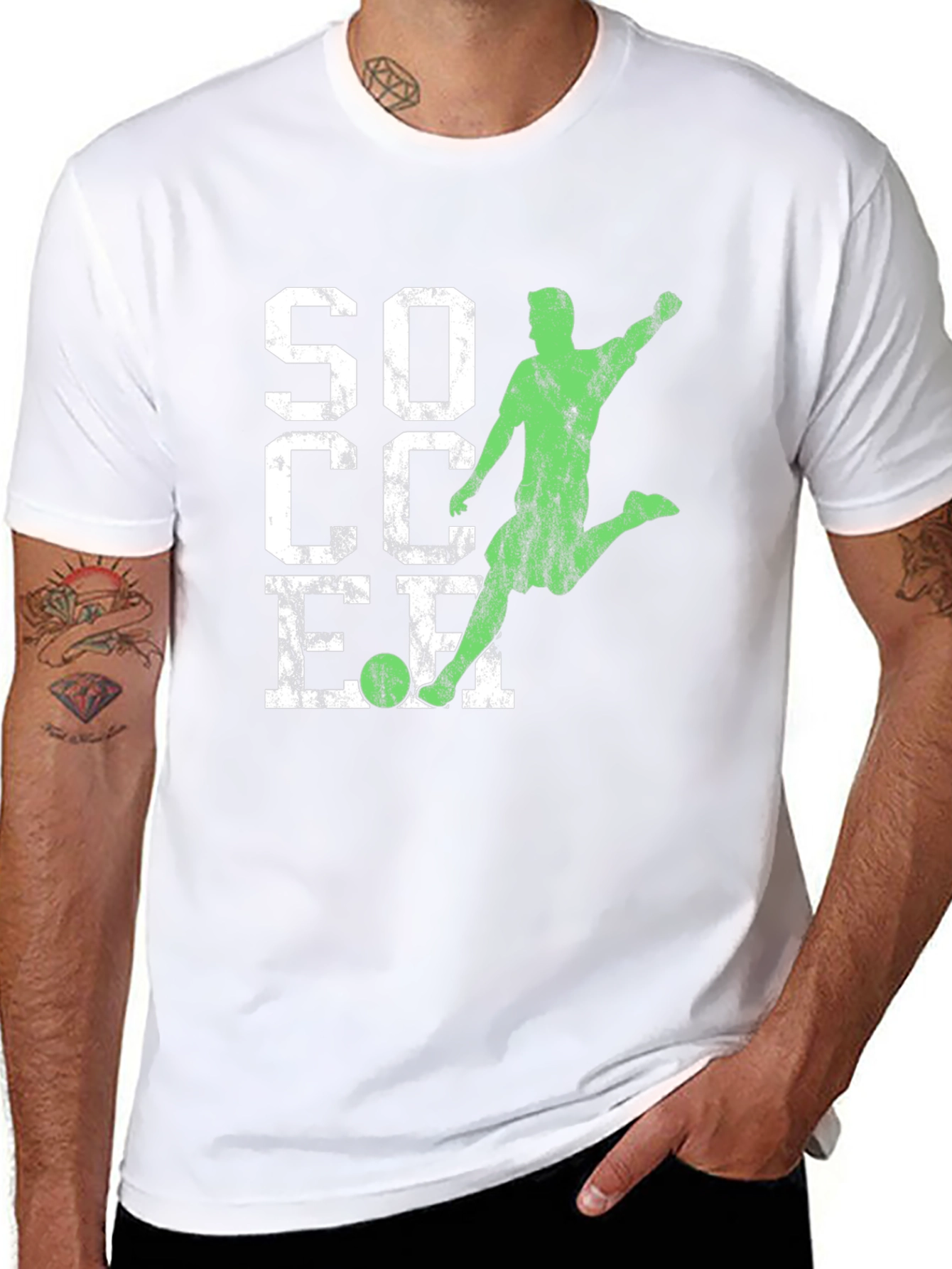 Soccer Graphic Tee - Distressed Print Black T-Shirt