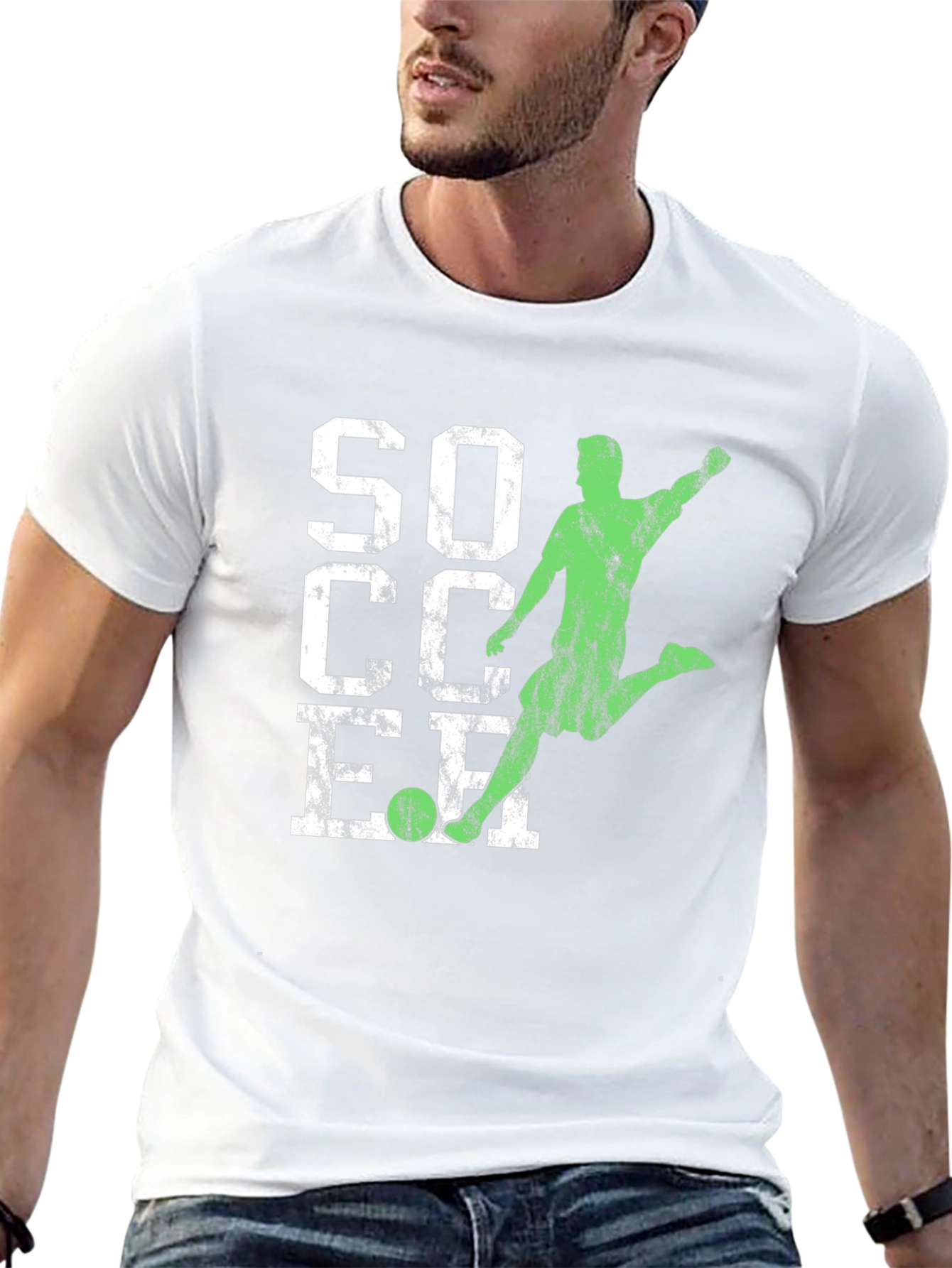 Soccer Graphic Tee - Distressed Print Black T-Shirt