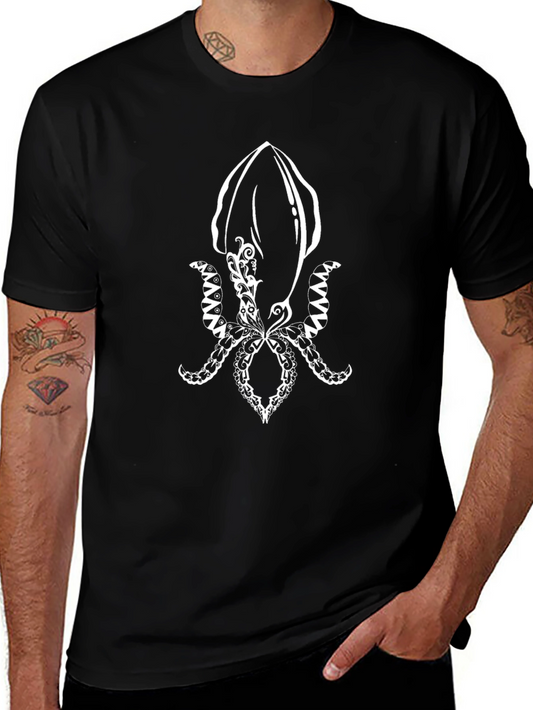 Squid Graphic Tee - Black Cotton Comfort