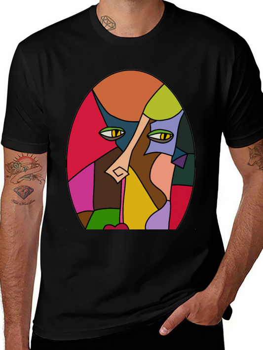Abstract Face Graphic T-Shirt - Artistic Design