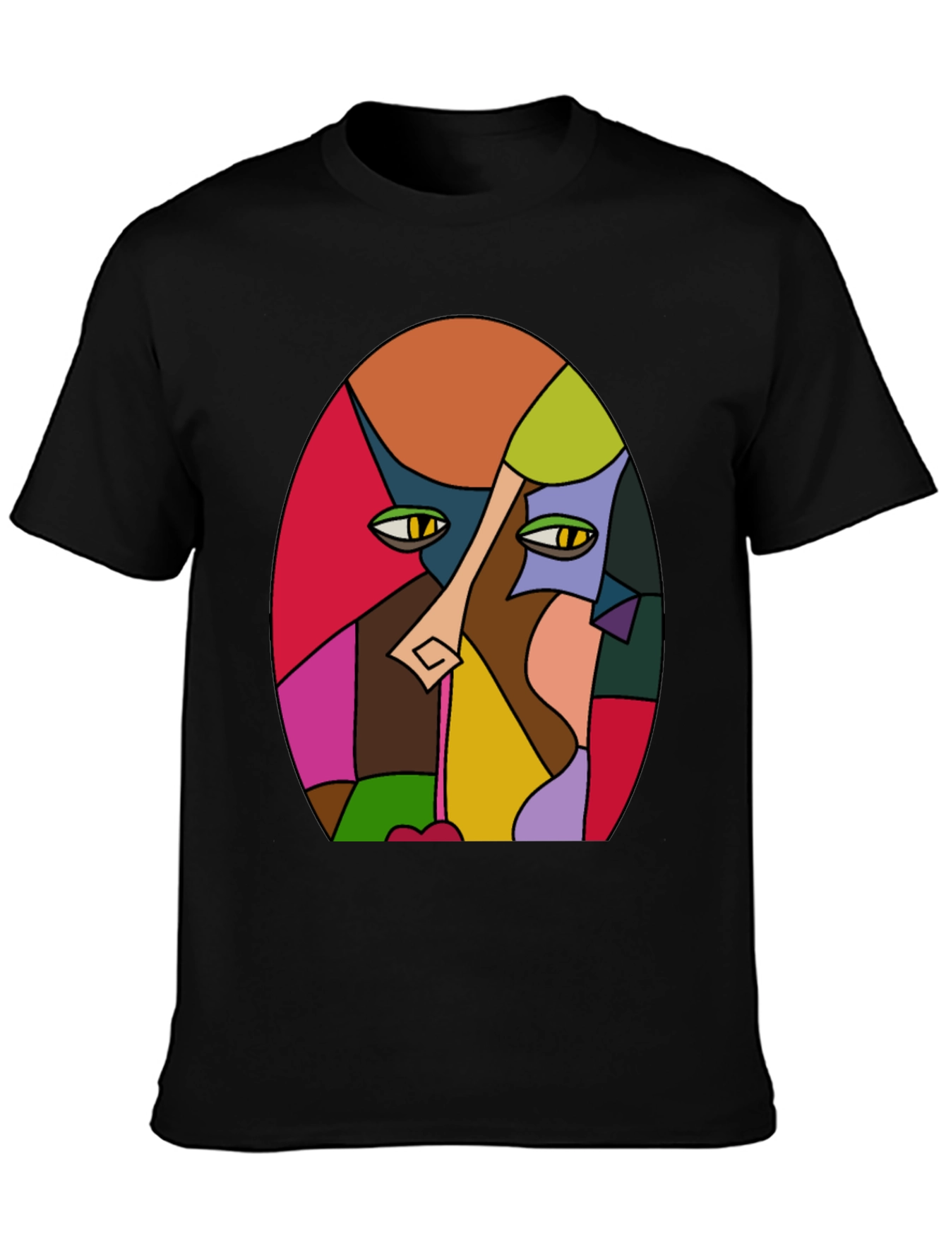 Abstract Face Graphic T-Shirt - Artistic Design