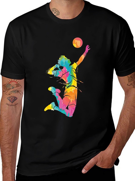 Volleyball Player Graphic Tee - Colorful Tie-Dye Design