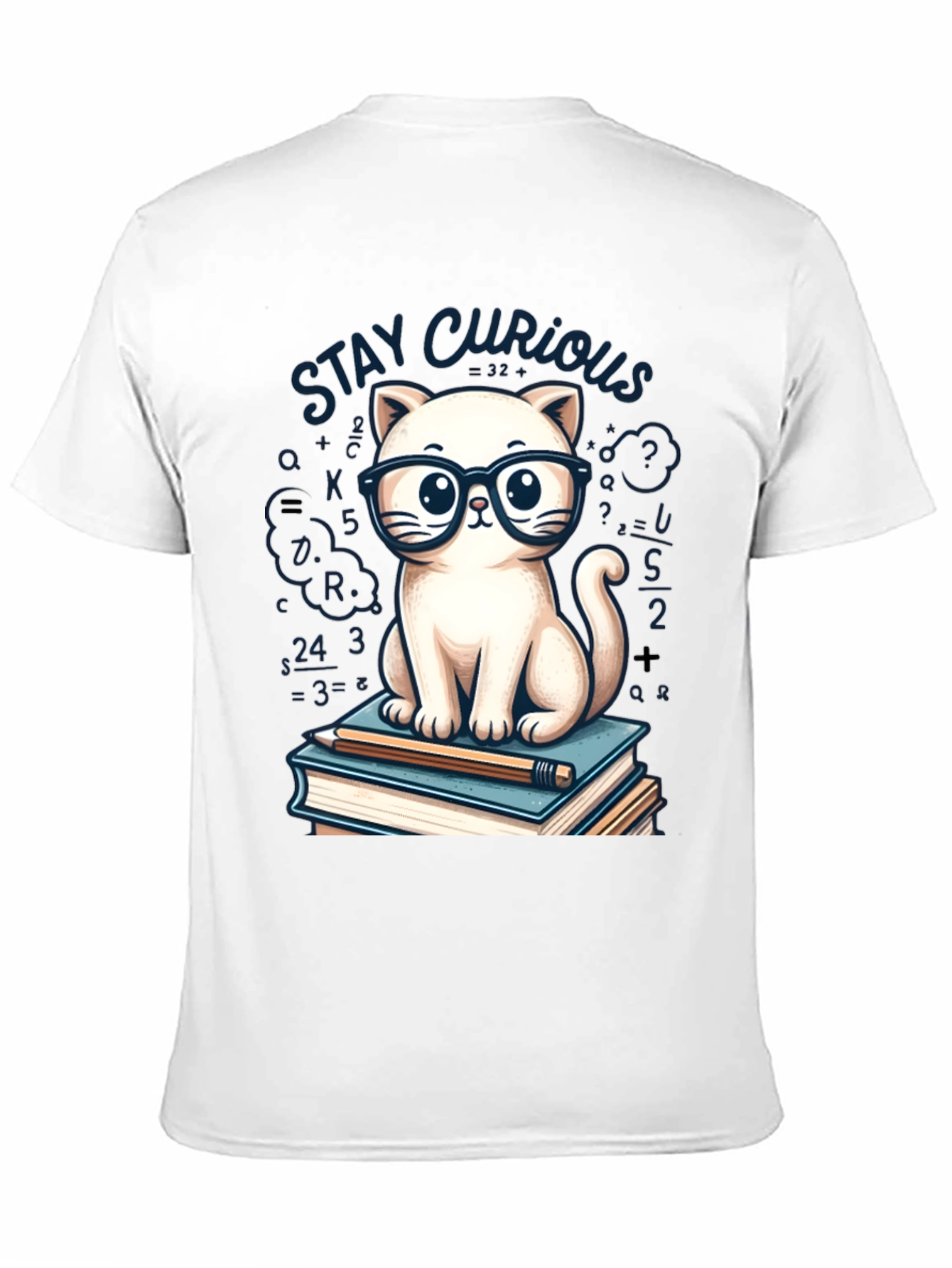 Stay Curious Cat Graphic Tee - Black